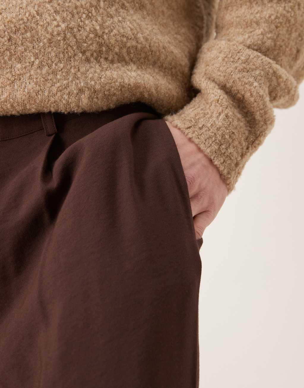 ASOS DESIGN oversized tapered smart pants in brown Product Image
