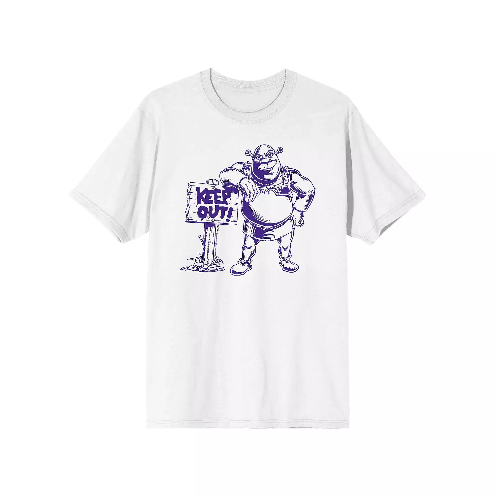 Men's Shrek Keep Out Sign Short Sleeve Graphic T-Shirt, Size: Small, White Product Image
