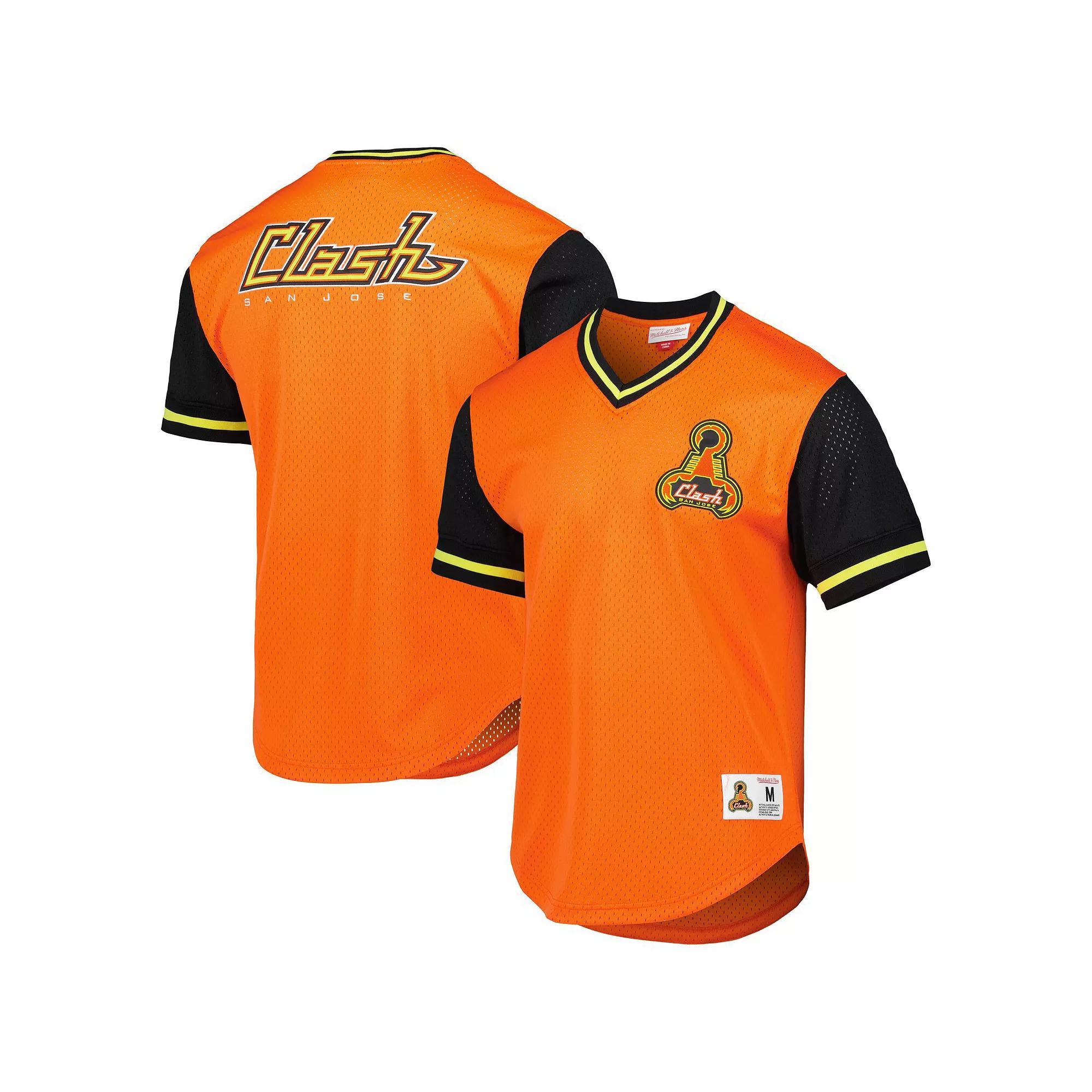 Men's Mitchell & Ness Orange San Jose Earthquakes Mesh V-Neck T-Shirt, Size: Medium, Sje Orange Product Image