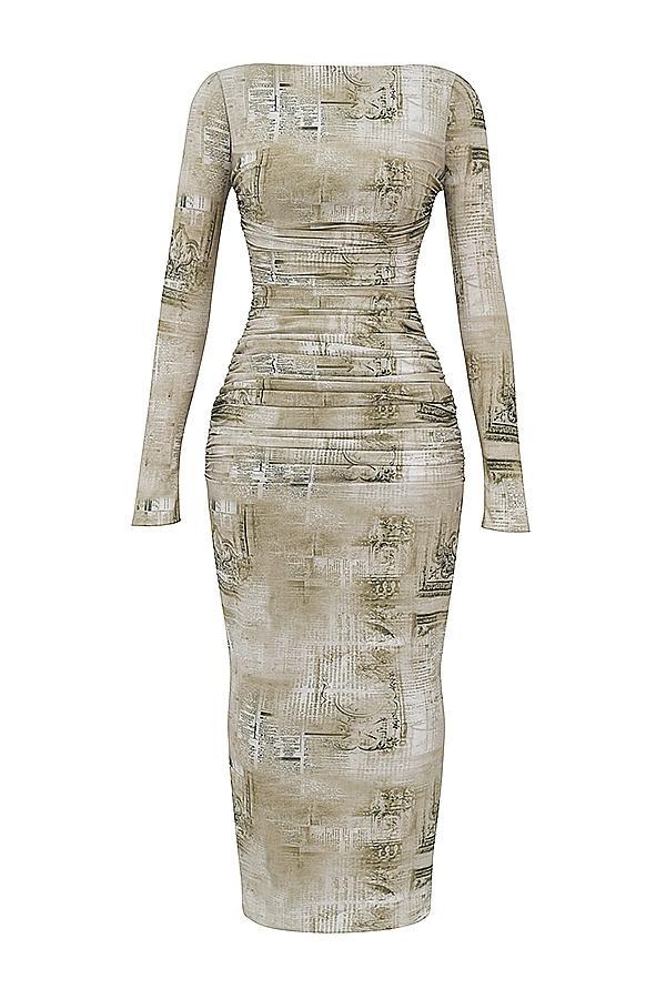 Lanetta Pale Sage Print Maxi Dress Product Image