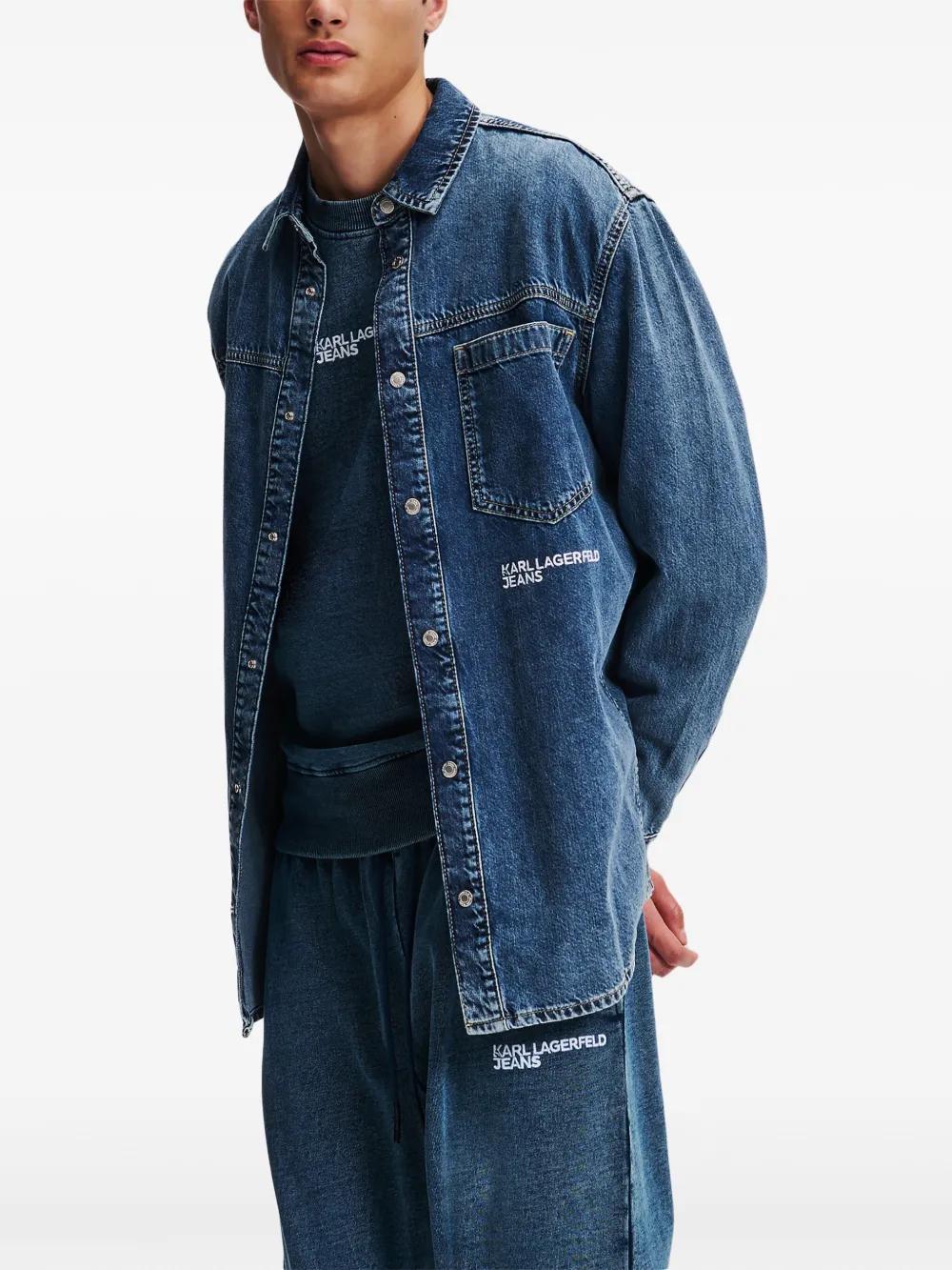 embroidered denim shirt Product Image