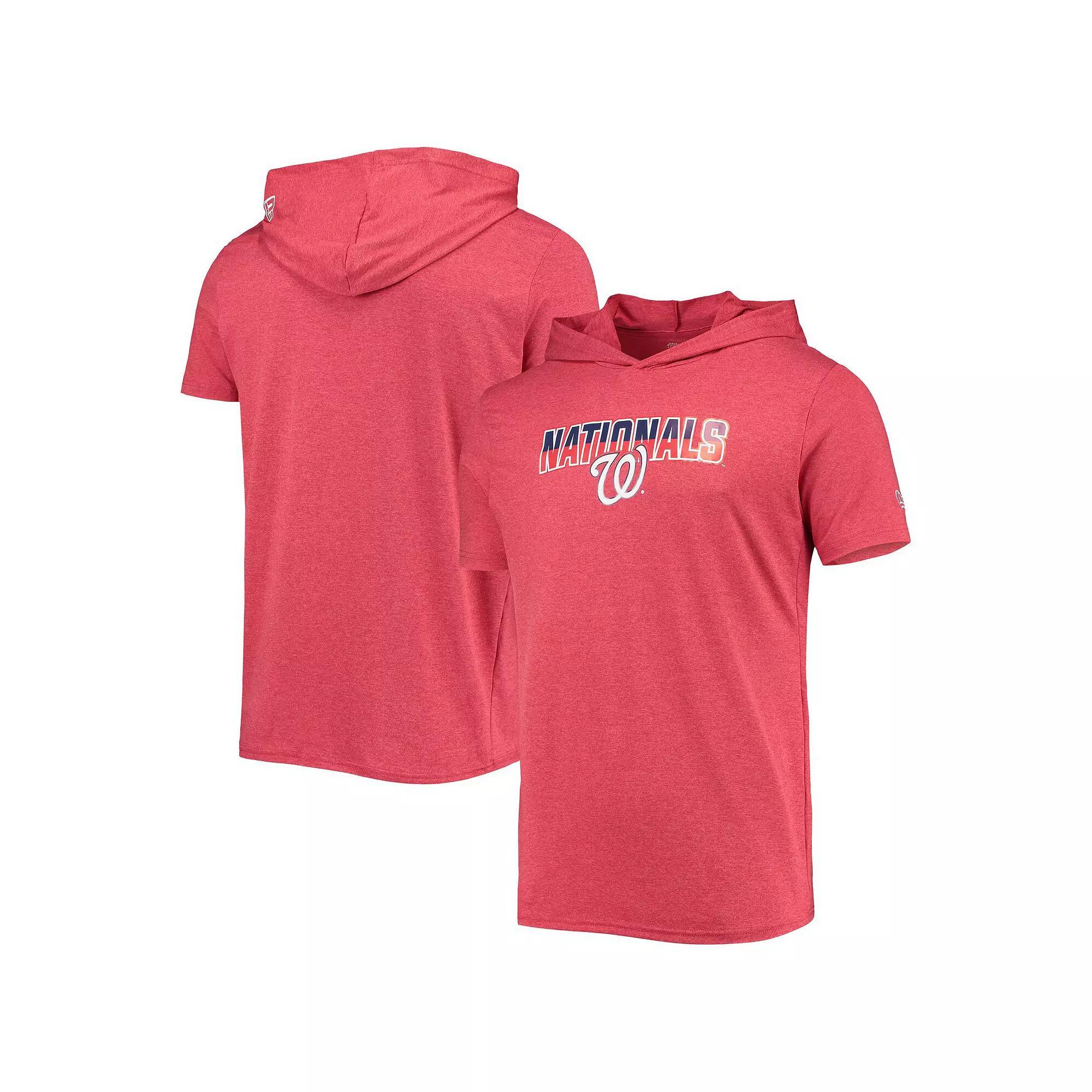 Men's New Era Heathered Red Washington Nationals Hoodie T-Shirt, Size: Large Product Image