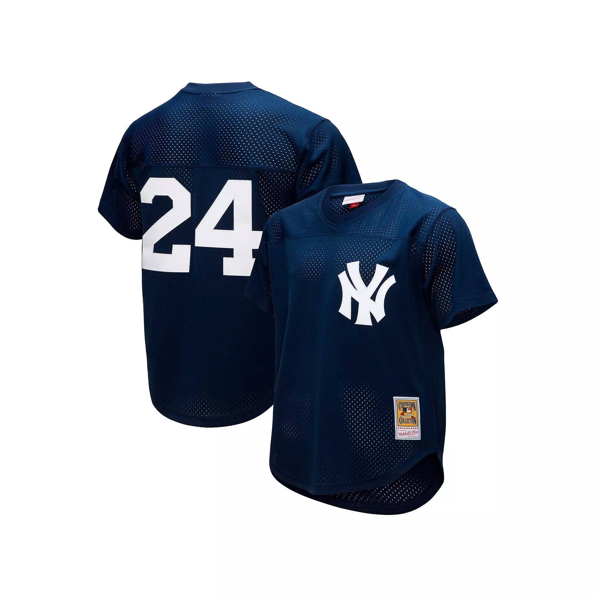 Men's Mitchell & Ness Rickey Henderson Navy New York Yankees Cooperstown Collection Mesh Batting Practice Button-Up Jersey, Size: Large, Blue Product Image