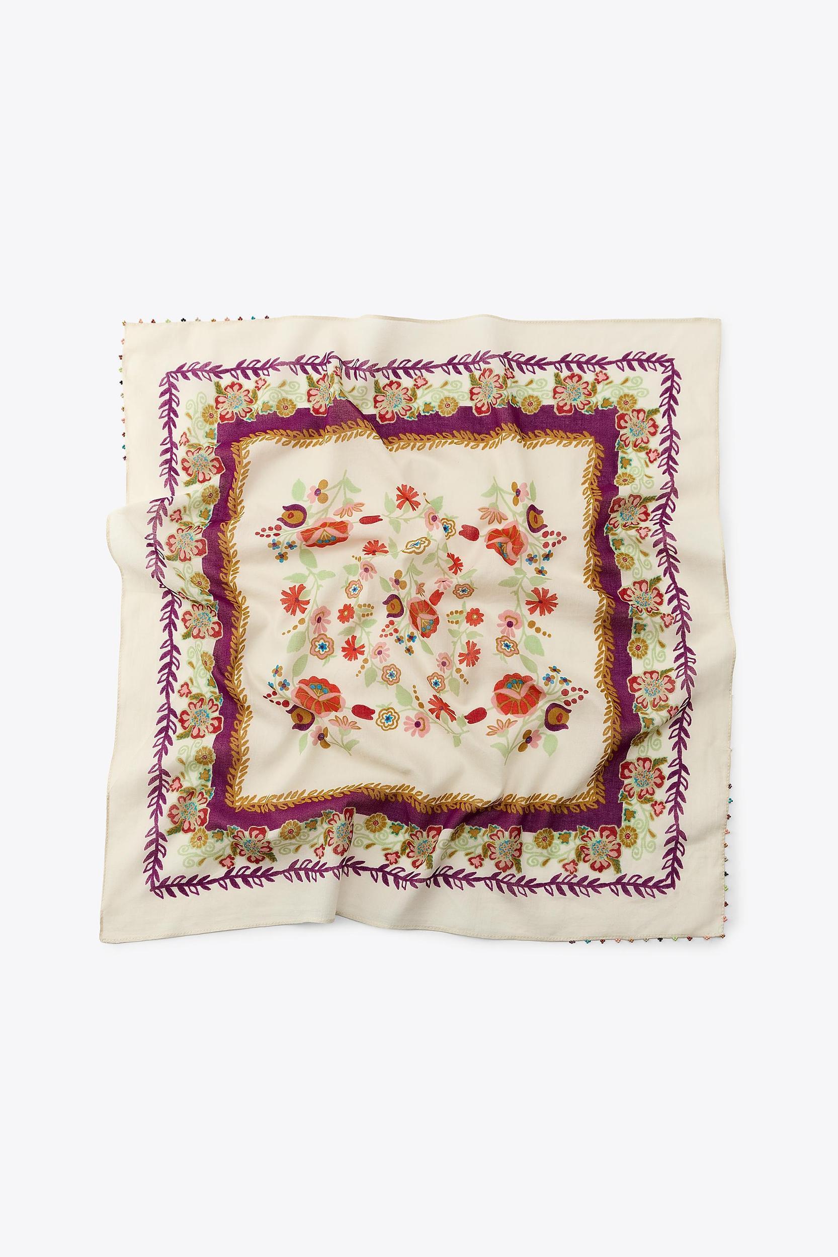 BEADED PRINTED SCARF Product Image
