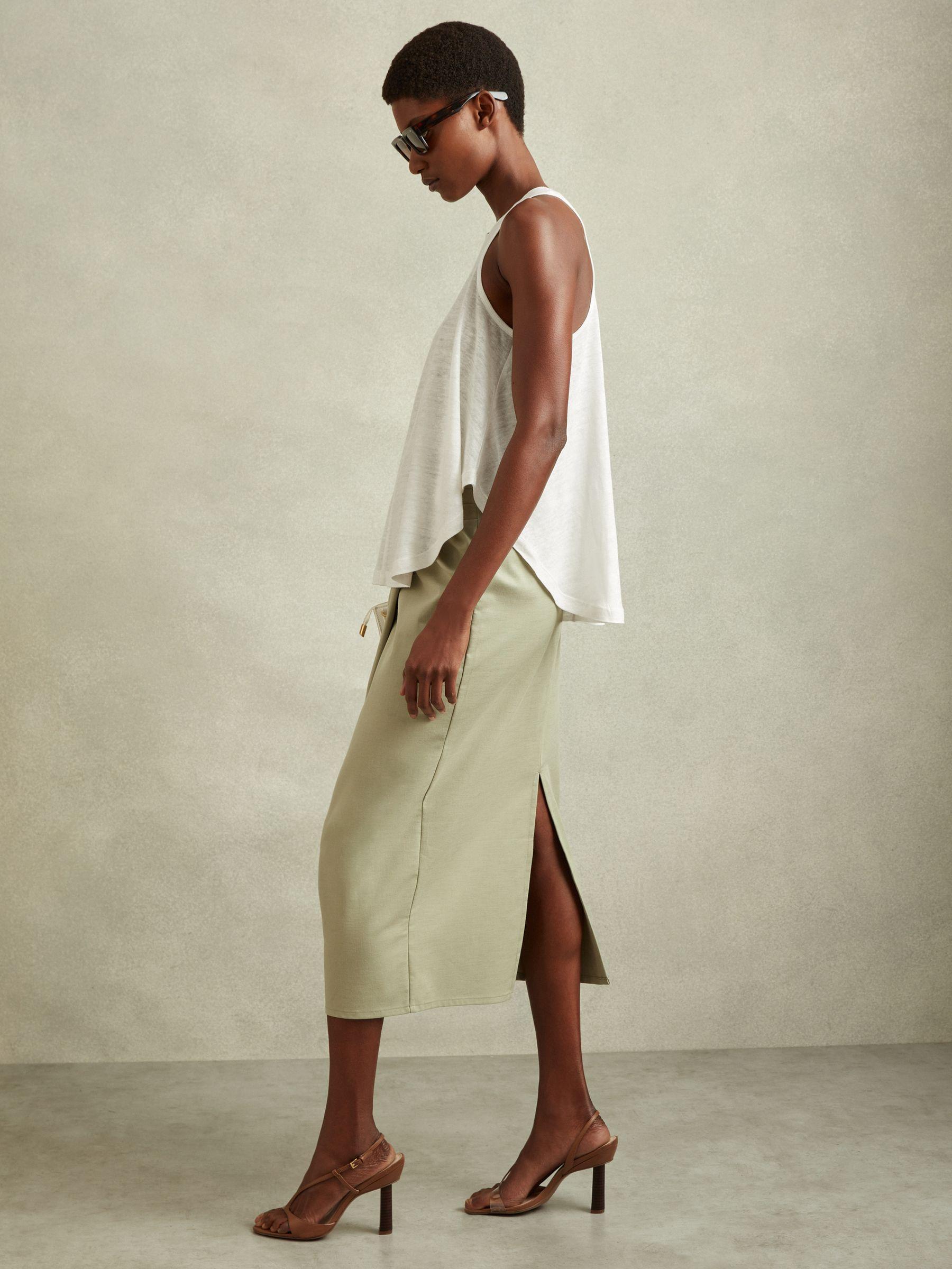 Linen Waterfall Vest in White Product Image