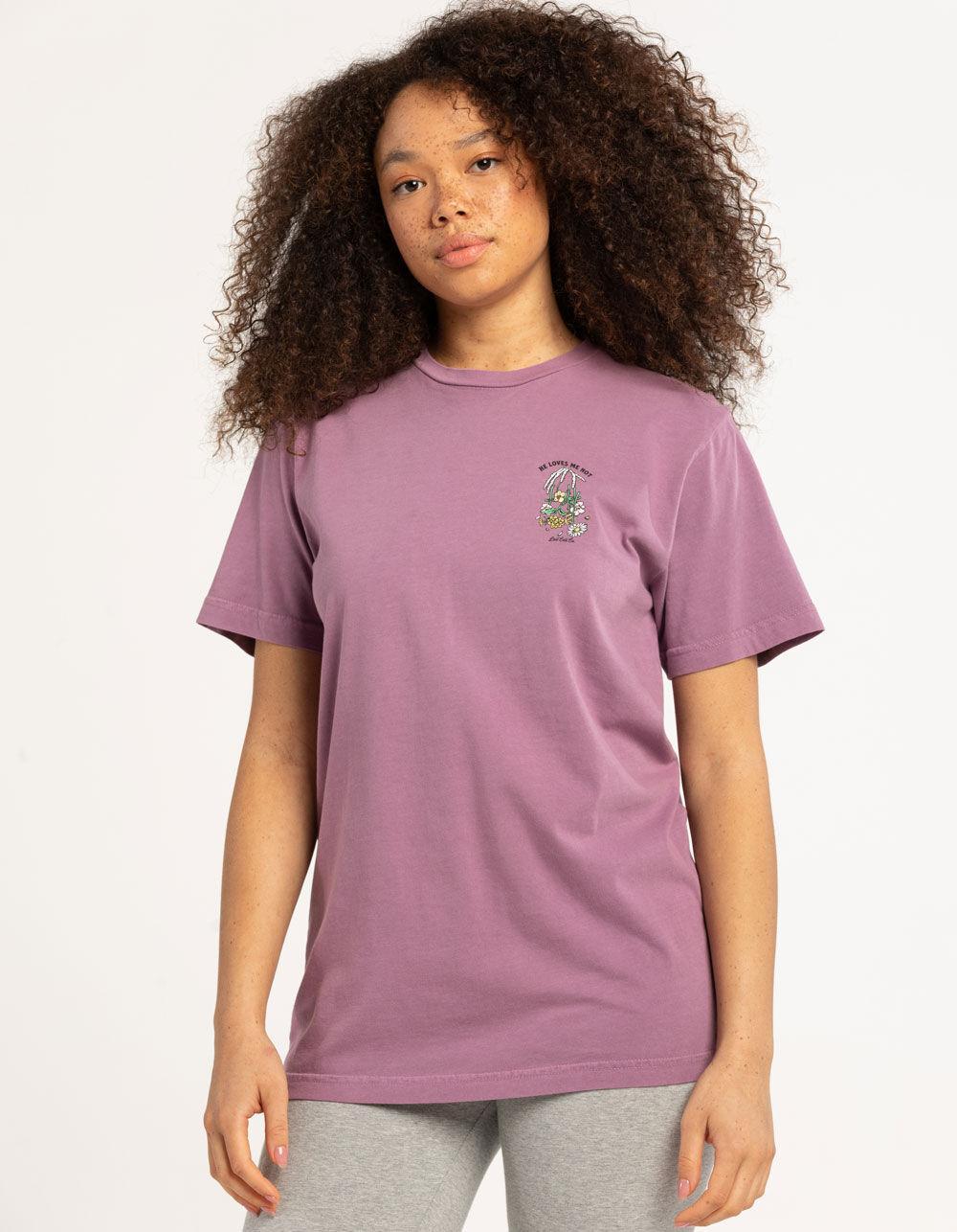 LAST CALL CO. He Loves Me Not Womens Boyfriend Tee - WINE Product Image