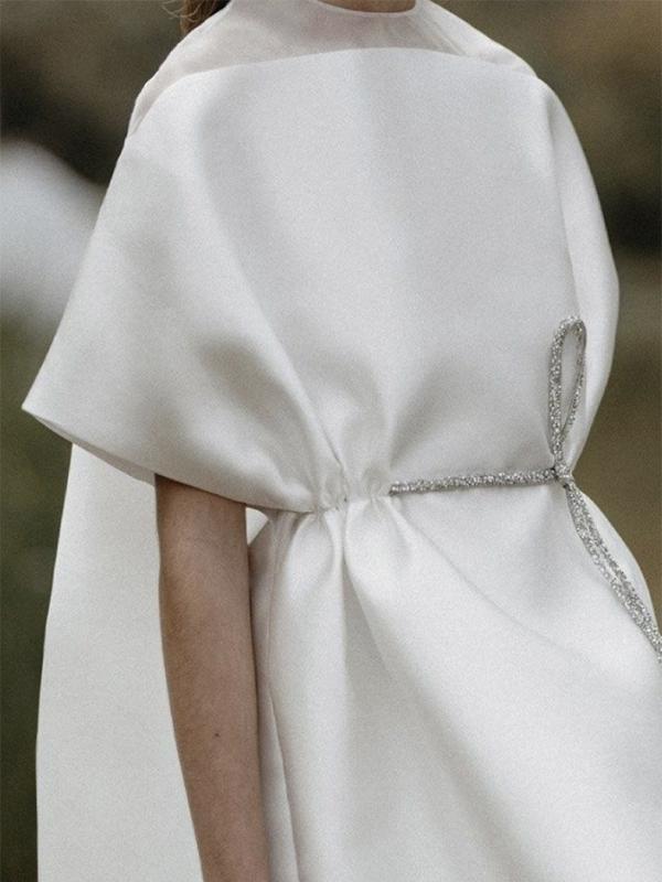 High-low Loose Tied Waist Round-neck Blouses Product Image