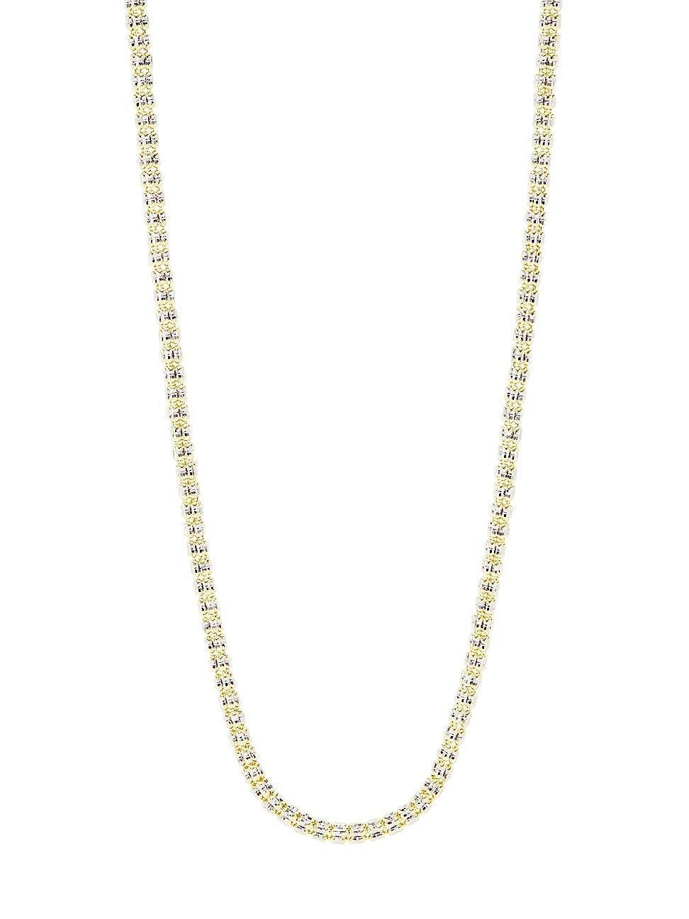 Womens Two-Tone 14K Gold Textured Chain Necklace Product Image
