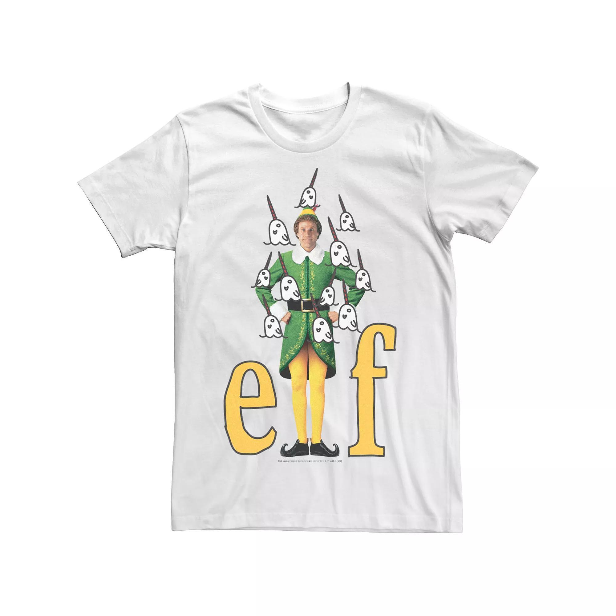 Men's Elf Buddy And Narwhals Doodles Logo Tee, Size: Large, White Product Image