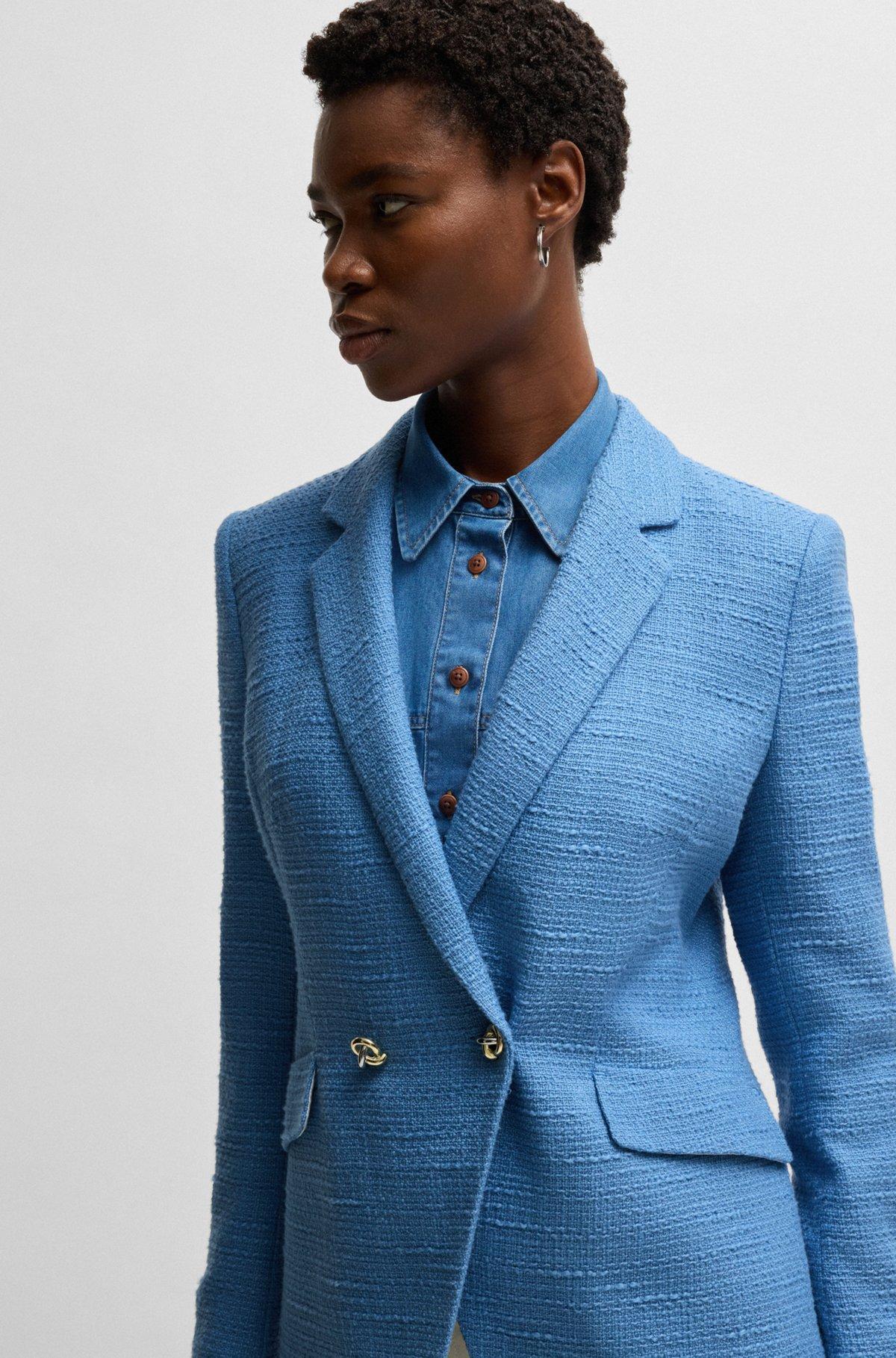BOSS - Slim-fit blazer in tweed - Blue Product Image