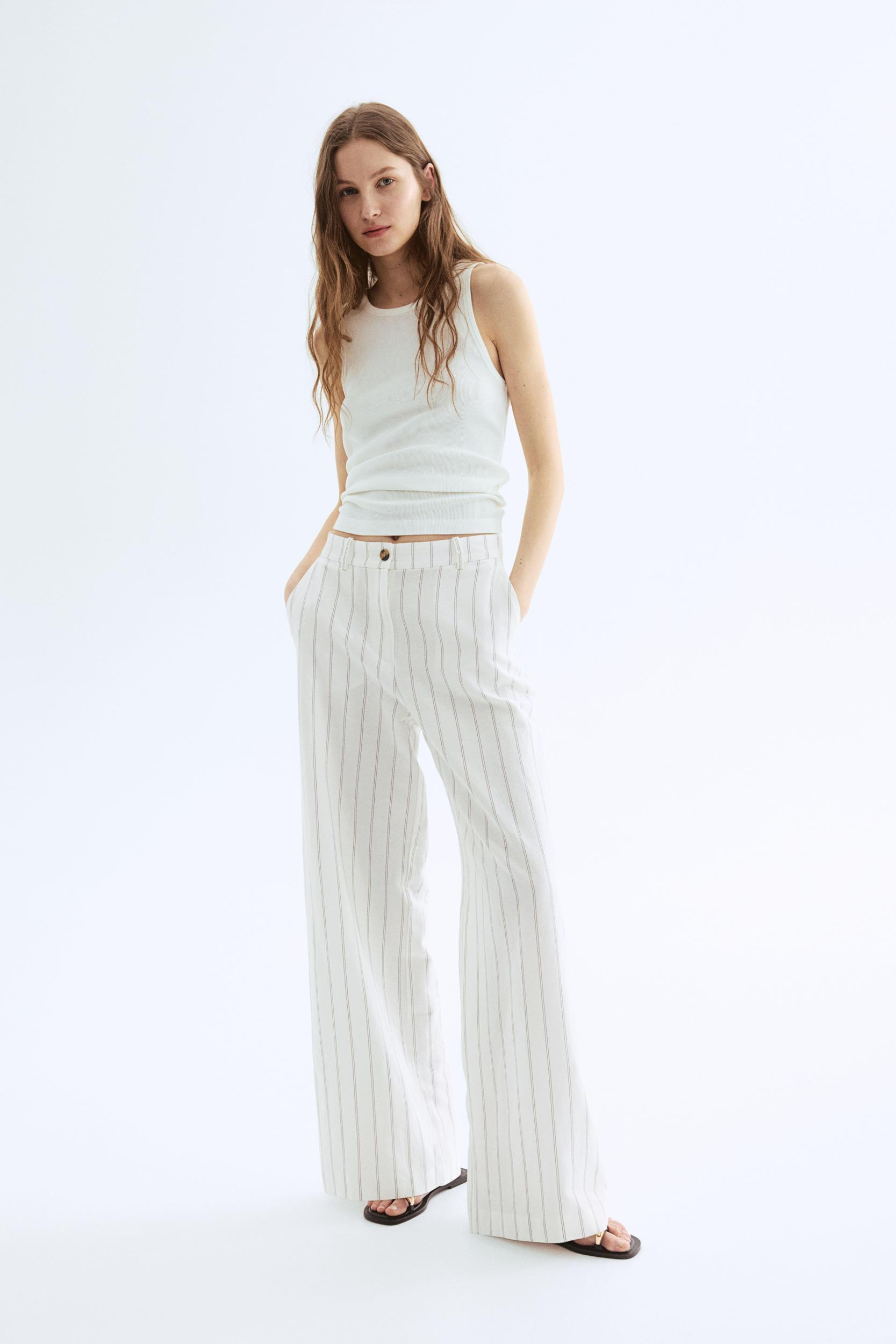 Wide-Leg Linen-Blend Pants Product Image