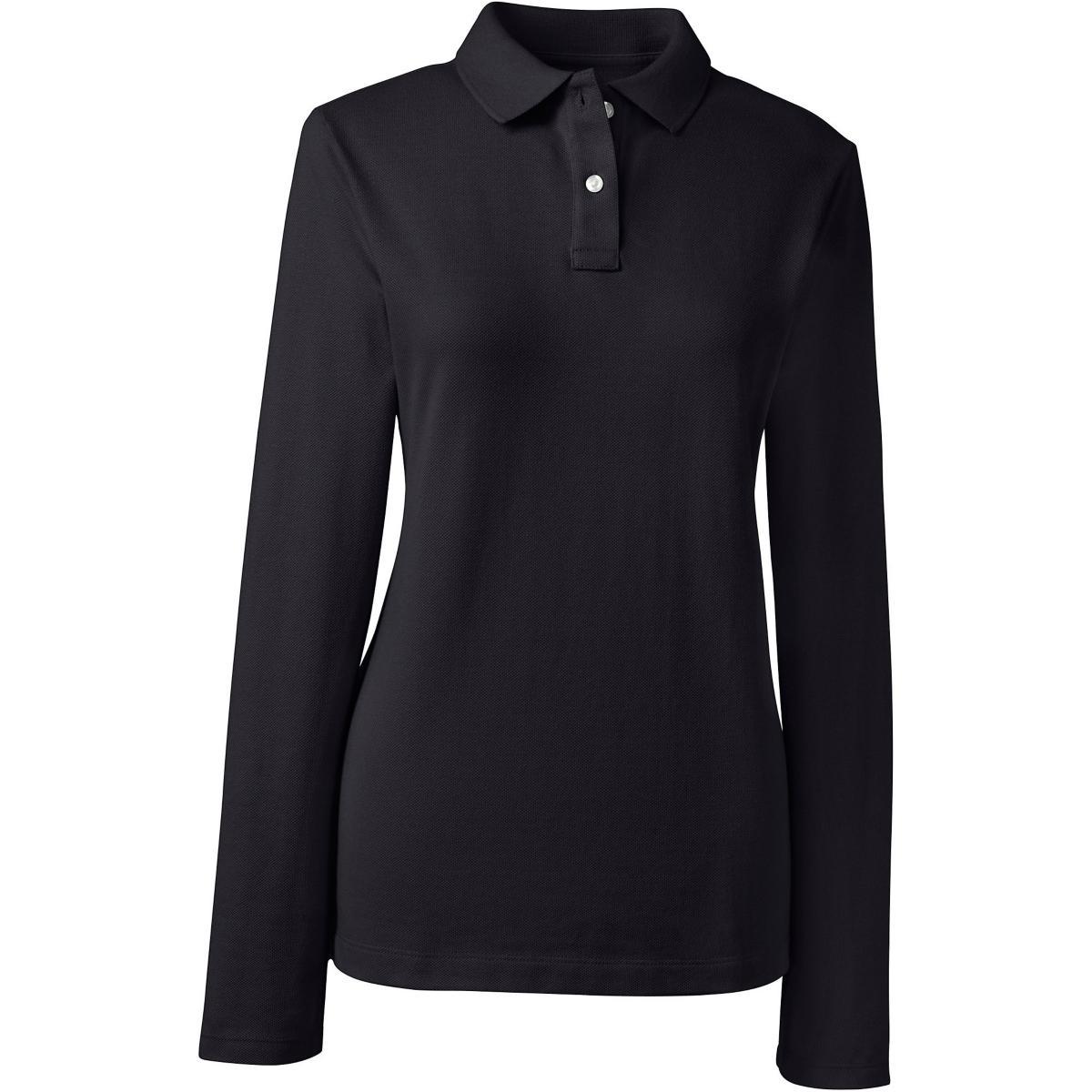 Women's Lands' End School Uniform Long Sleeve Mesh Polo Shirt, Size: Medium, Classic Blue Product Image