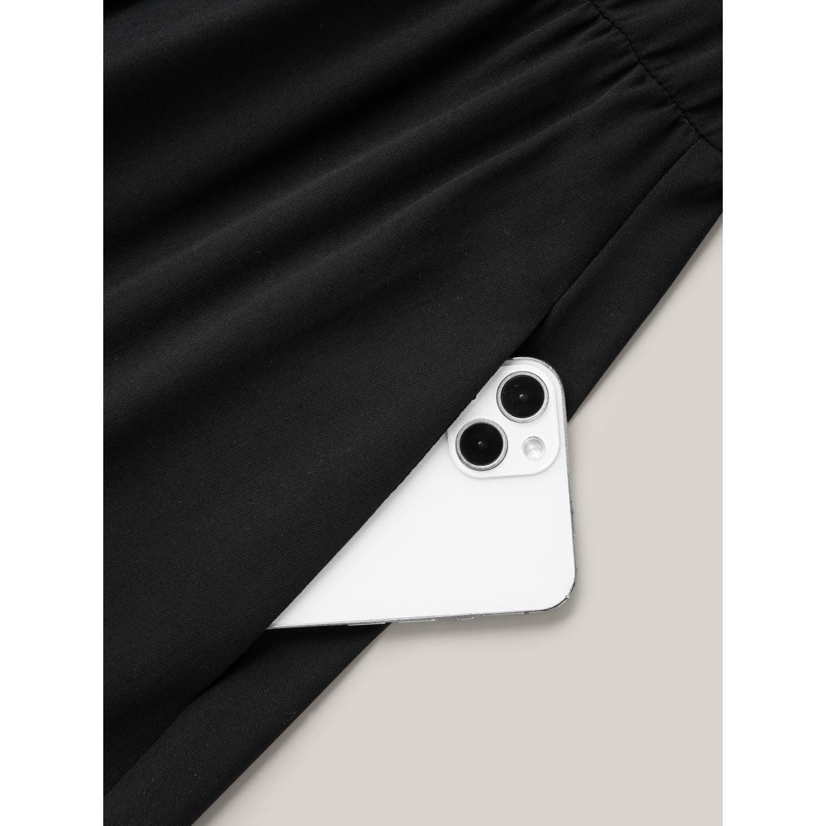 Plus Size Cut-Out Waist-Defining Ruffled Midi Dress Black Women Elegant Cut-Out V-neck Elbow-length sleeve Curvy BloomChic 18-20/2X Product Image