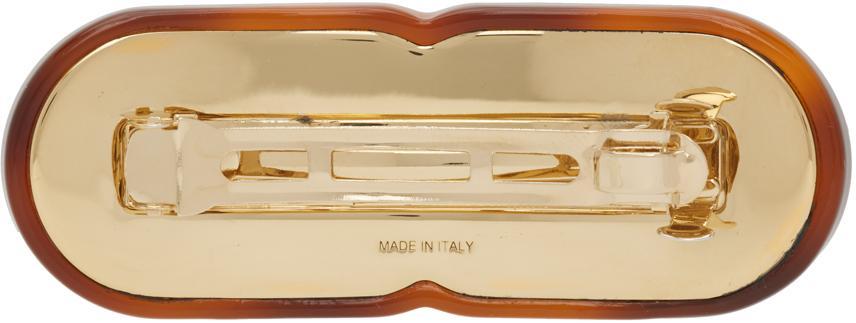 CHLOÉ Chloe Womens Vintage Brown Marcie Logo-plaque Recycled-acetate Hair Clip In 206 Vintage Brown Product Image