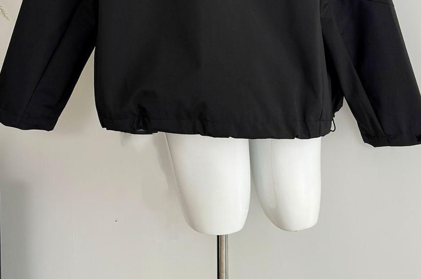 Hooded Plain Zip-Up Shell Jacket Product Image