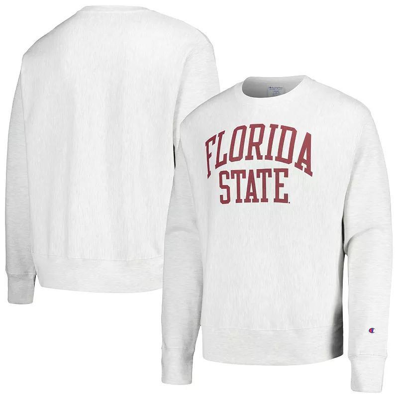 Men's Champion Heathered Gray Florida State Seminoles Arch Reverse Weave Pullover Sweatshirt, Size: 2XL, Grey Product Image