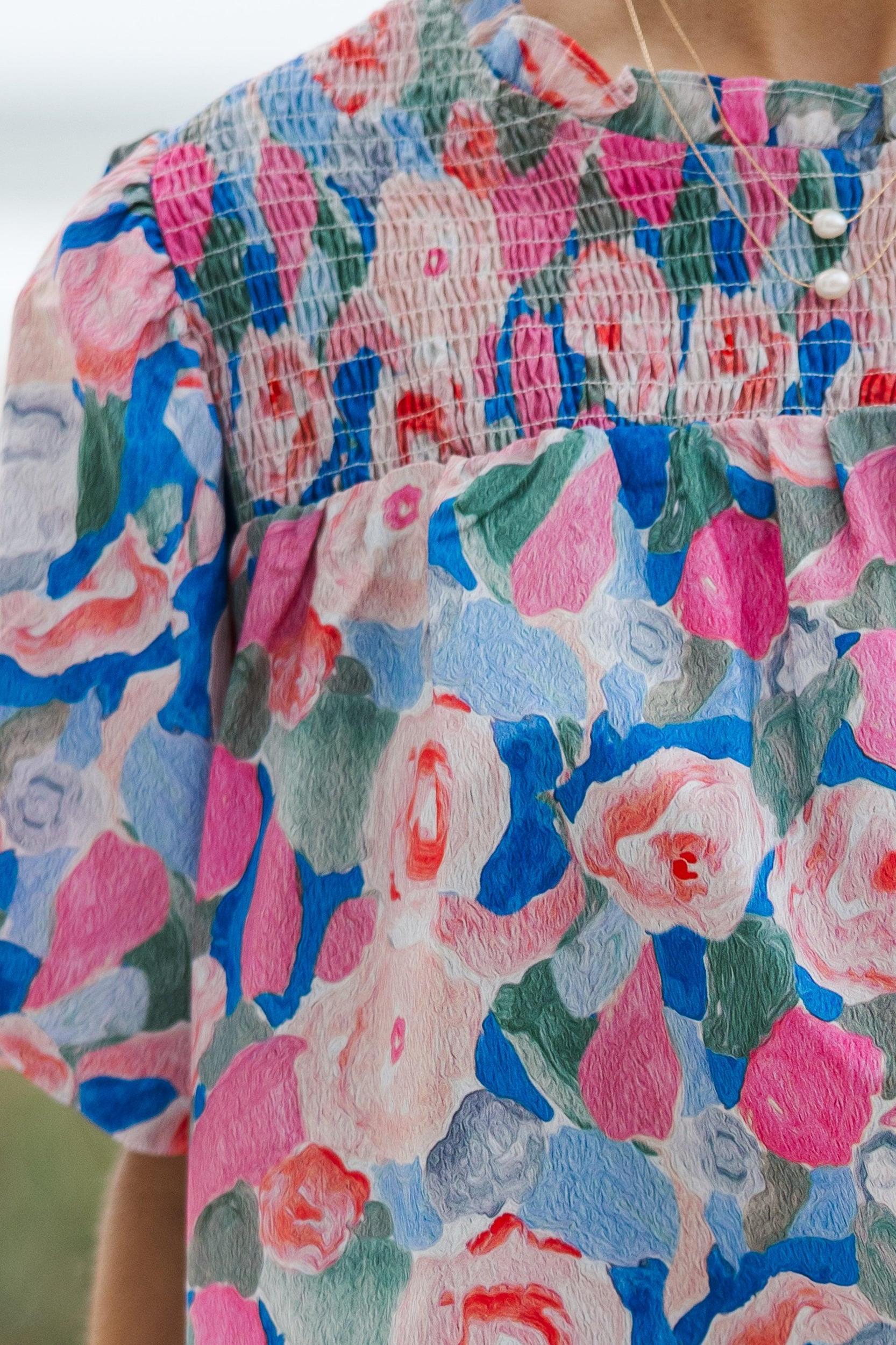Talk To Me Blue Multi Floral Blouse Female Product Image