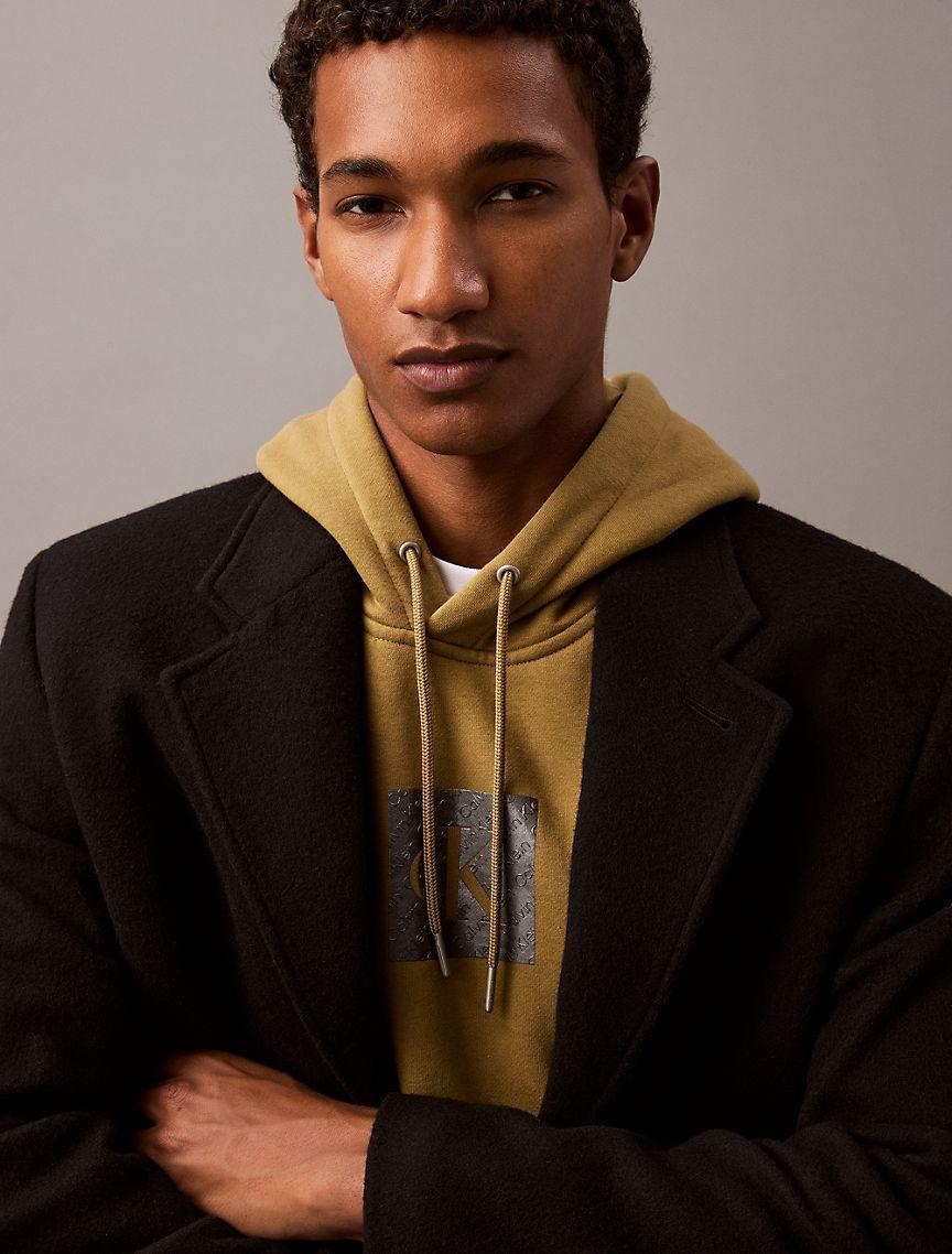 Calvin Klein Mens Fleece Metallic Archive Logo Hoodie - Brown - XS Product Image