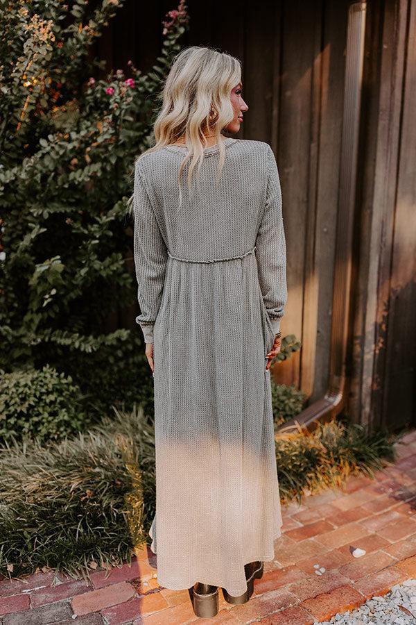 Cozy Moment Waffle Knit Maxi Dress in Grey Product Image