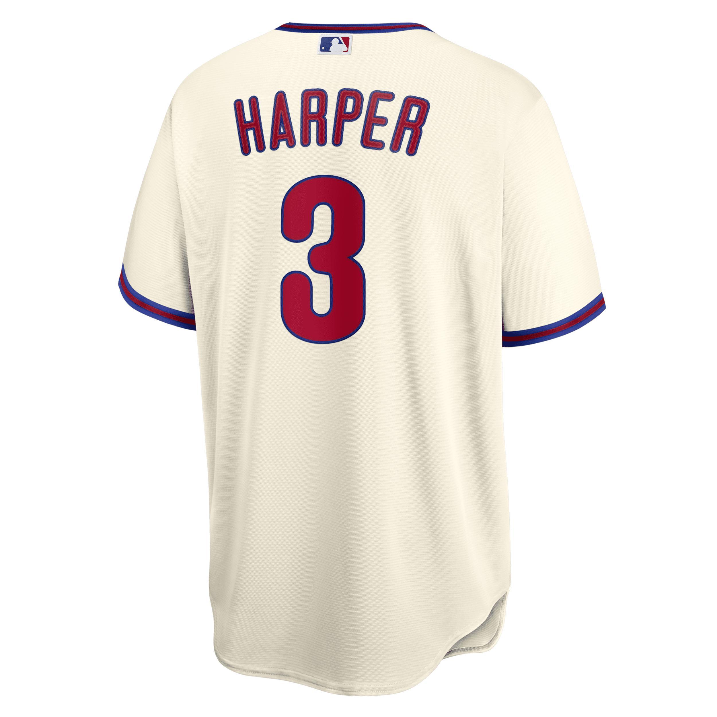 Mens Nike Bryce Harper Cream Philadelphia Phillies Alternate Replica Player Name Jersey Product Image