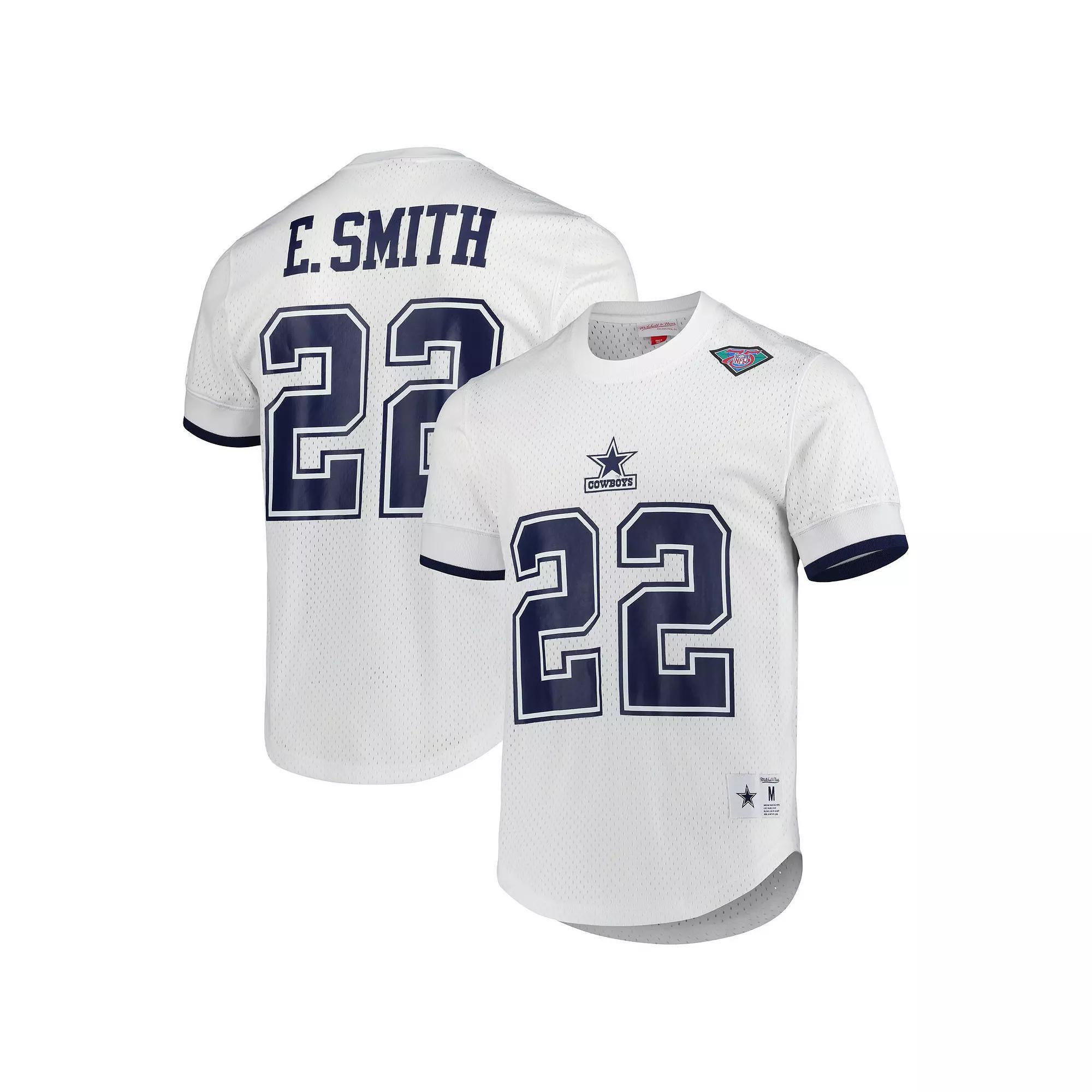 Men's Mitchell & Ness Emmitt Smith White Dallas Cowboys Retired Player Name & Number Mesh Top, Size: Medium Product Image