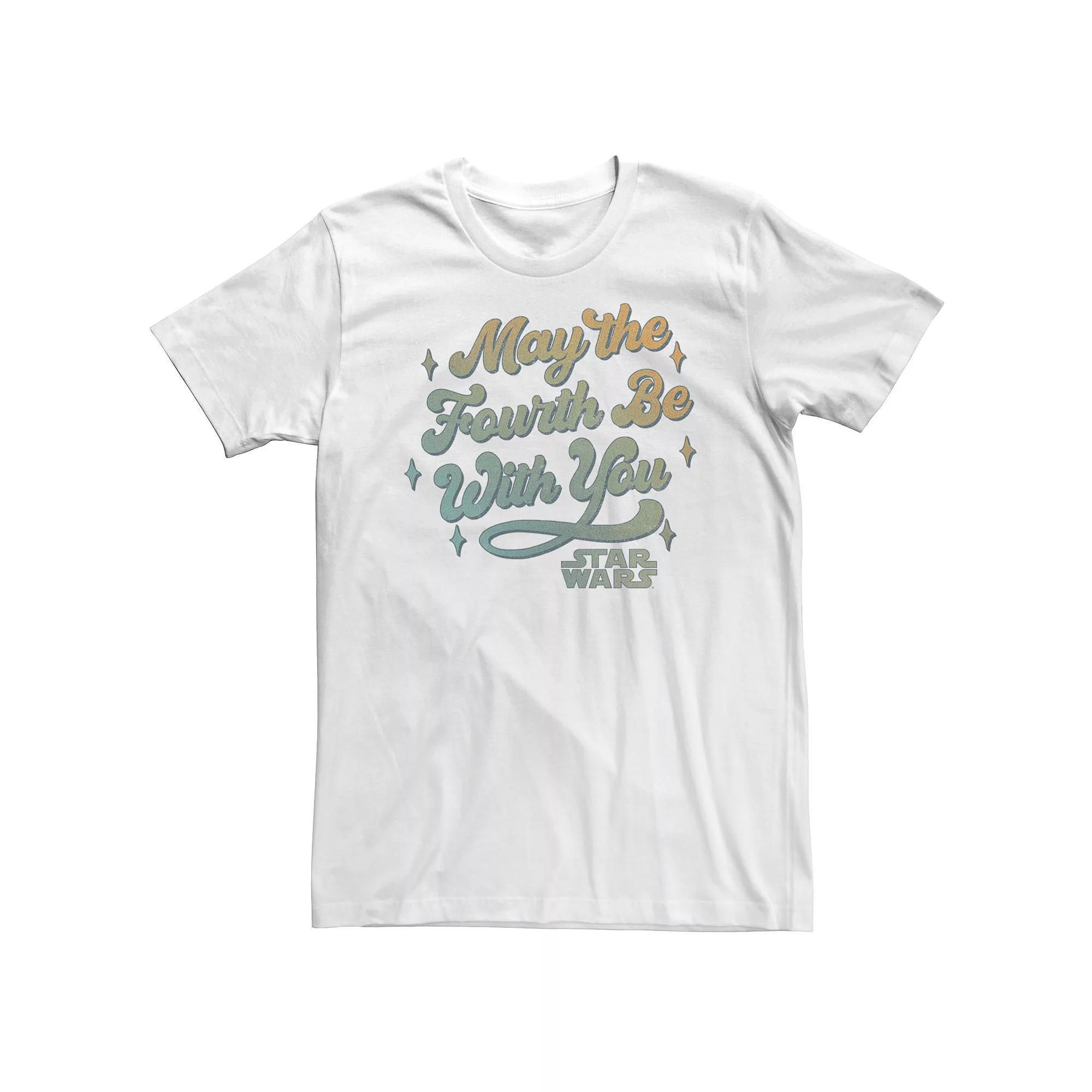 Big & Tall Star Wars May The Fourth Be With You Retro Gradient Portrait Tee, Men's, Size: 5XL, White Product Image