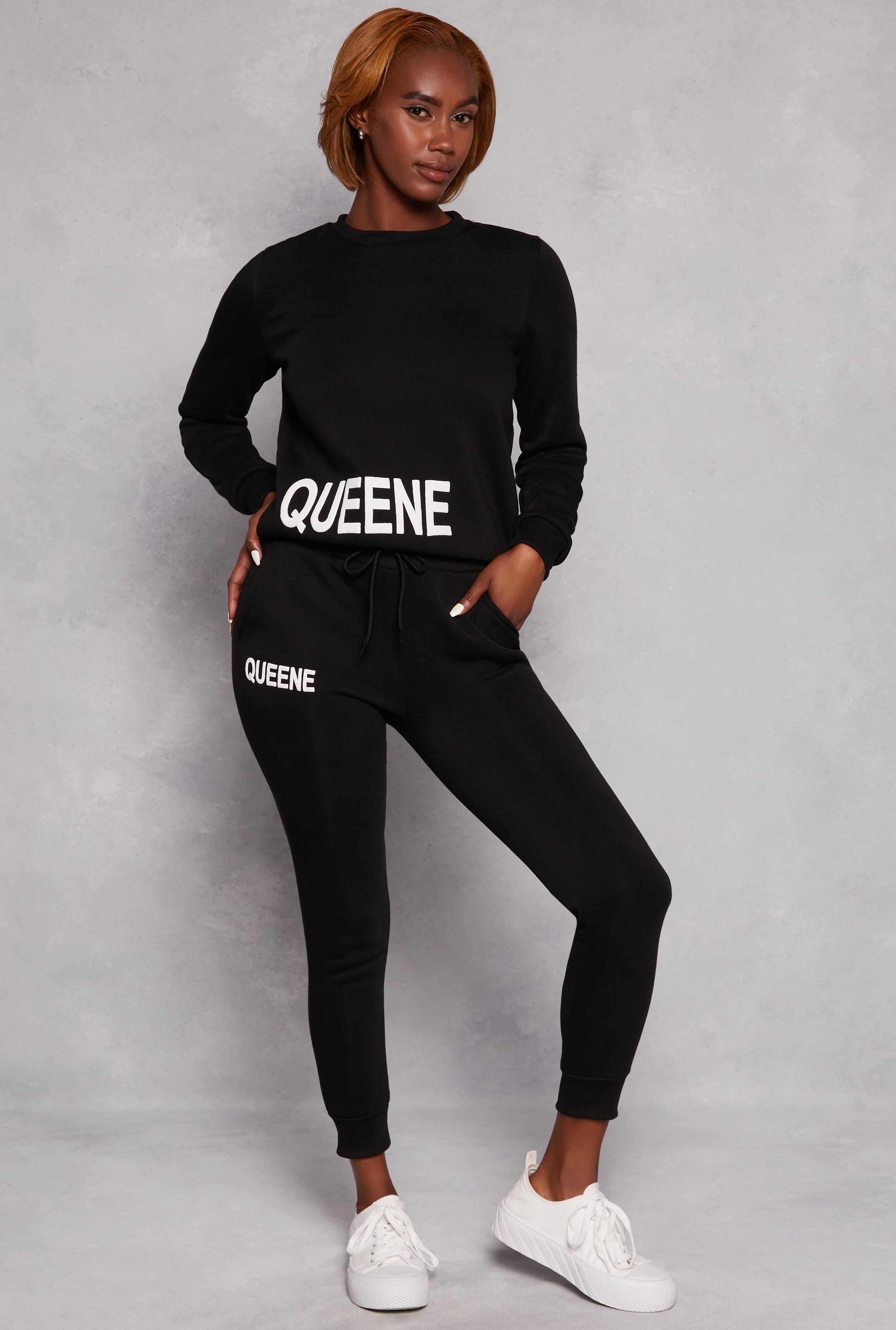 Womens Queene Graphic Fleece Drawstring Joggers Product Image