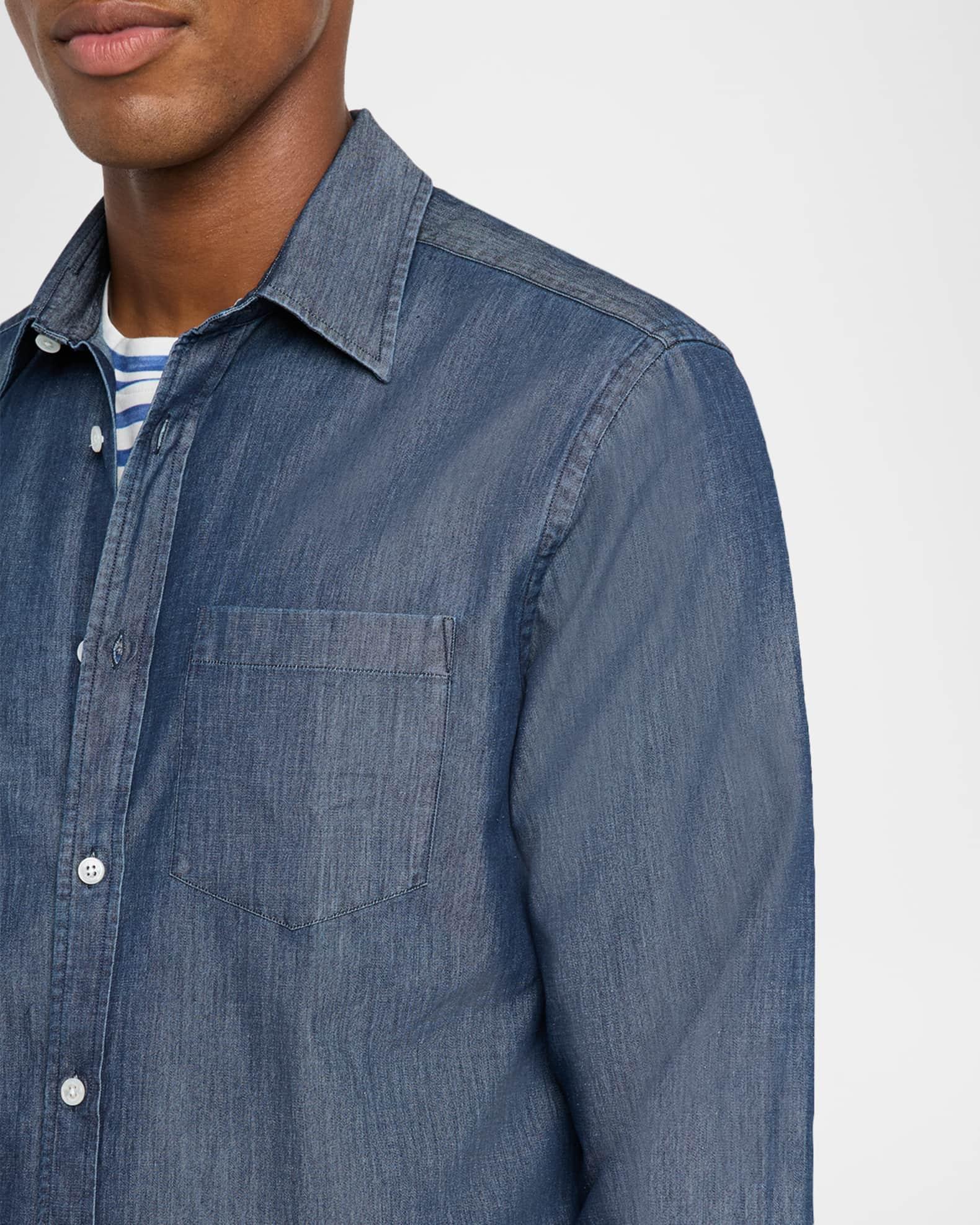 Men's Silk-Cotton Chambray Long-Sleeve Shirt Product Image