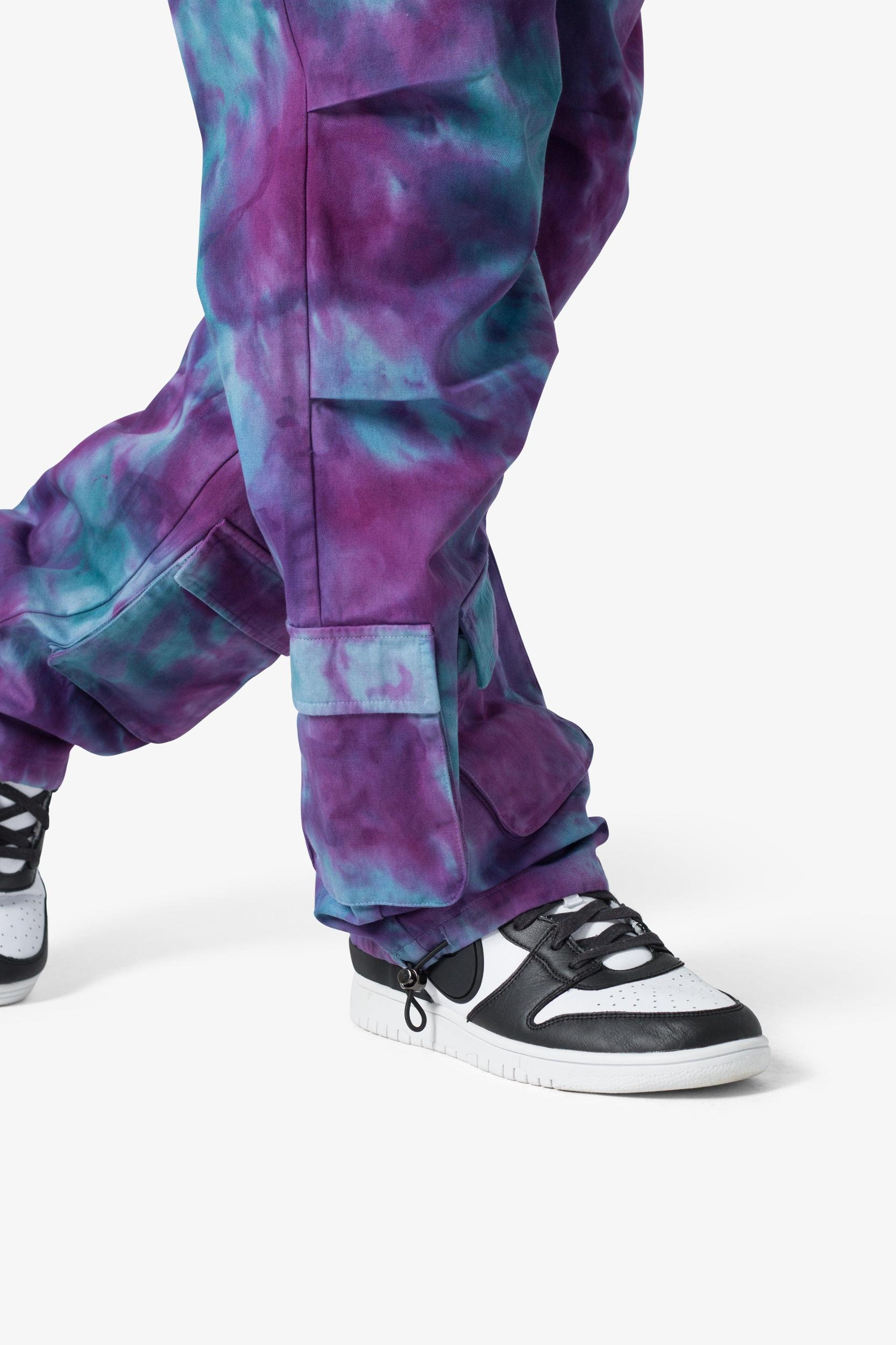 Tie Dyed Cargo Pants - Purple/Pink Product Image