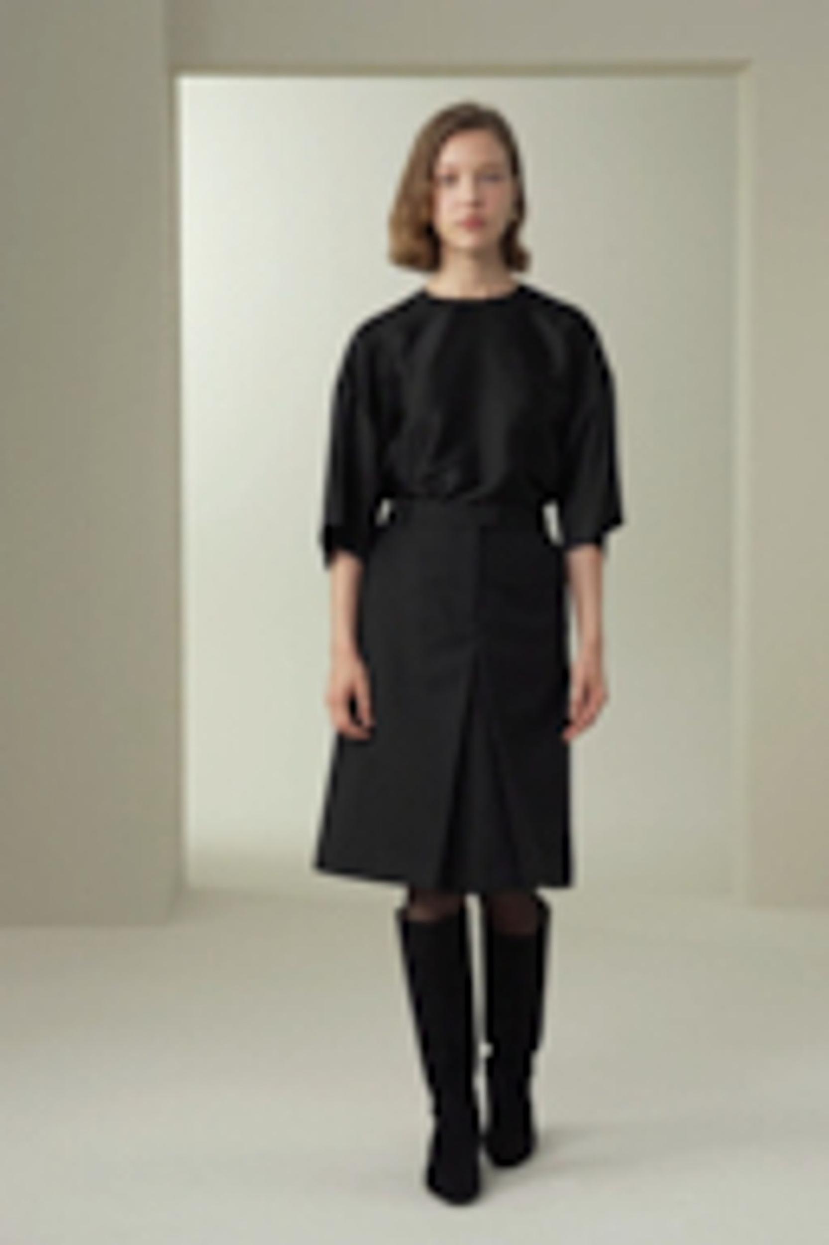 A-Line Wool Silk Blend Skirt Product Image