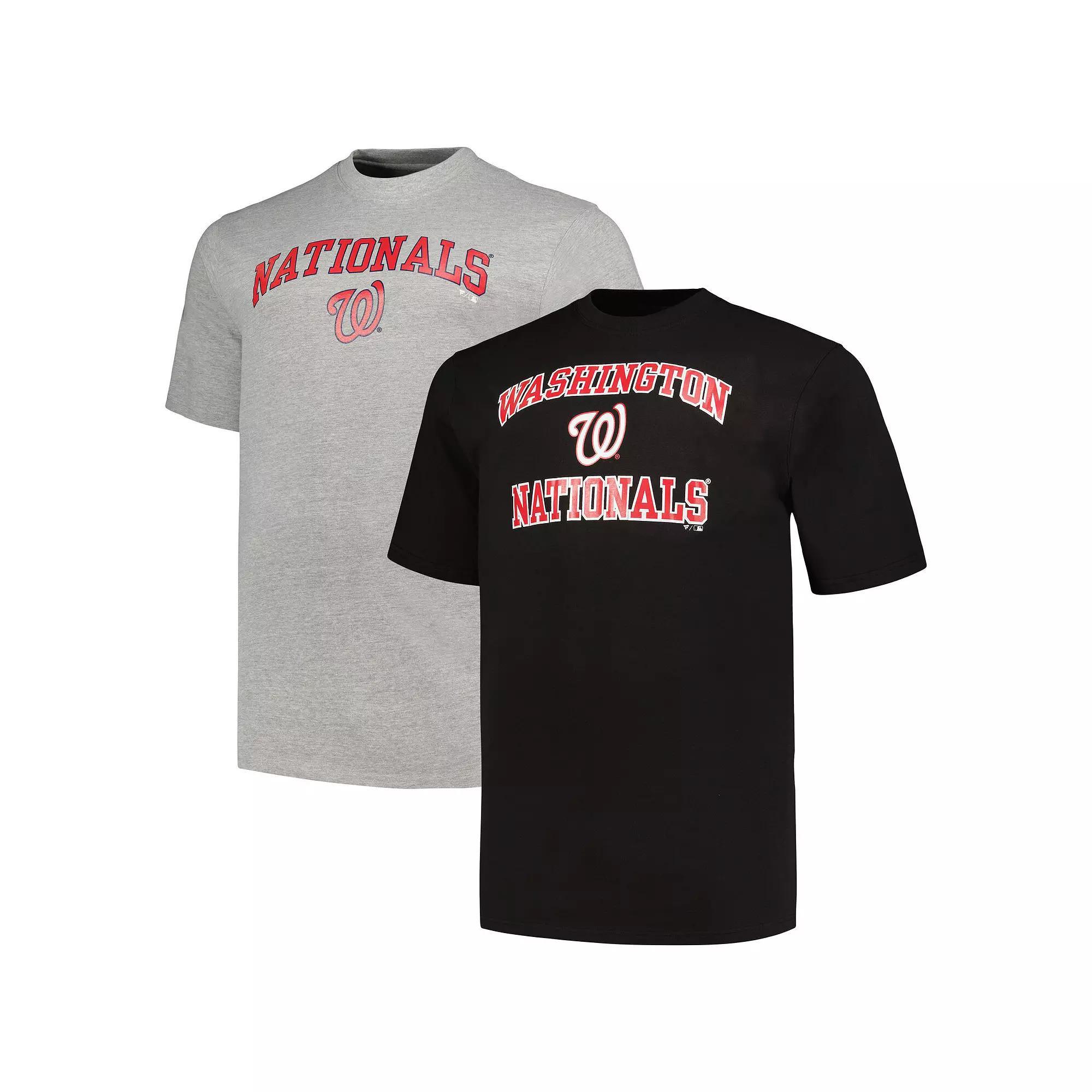 Men's Profile Black/Heather Gray Washington Nationals Big & Tall T-Shirt Combo Pack, Size: 5XB Product Image