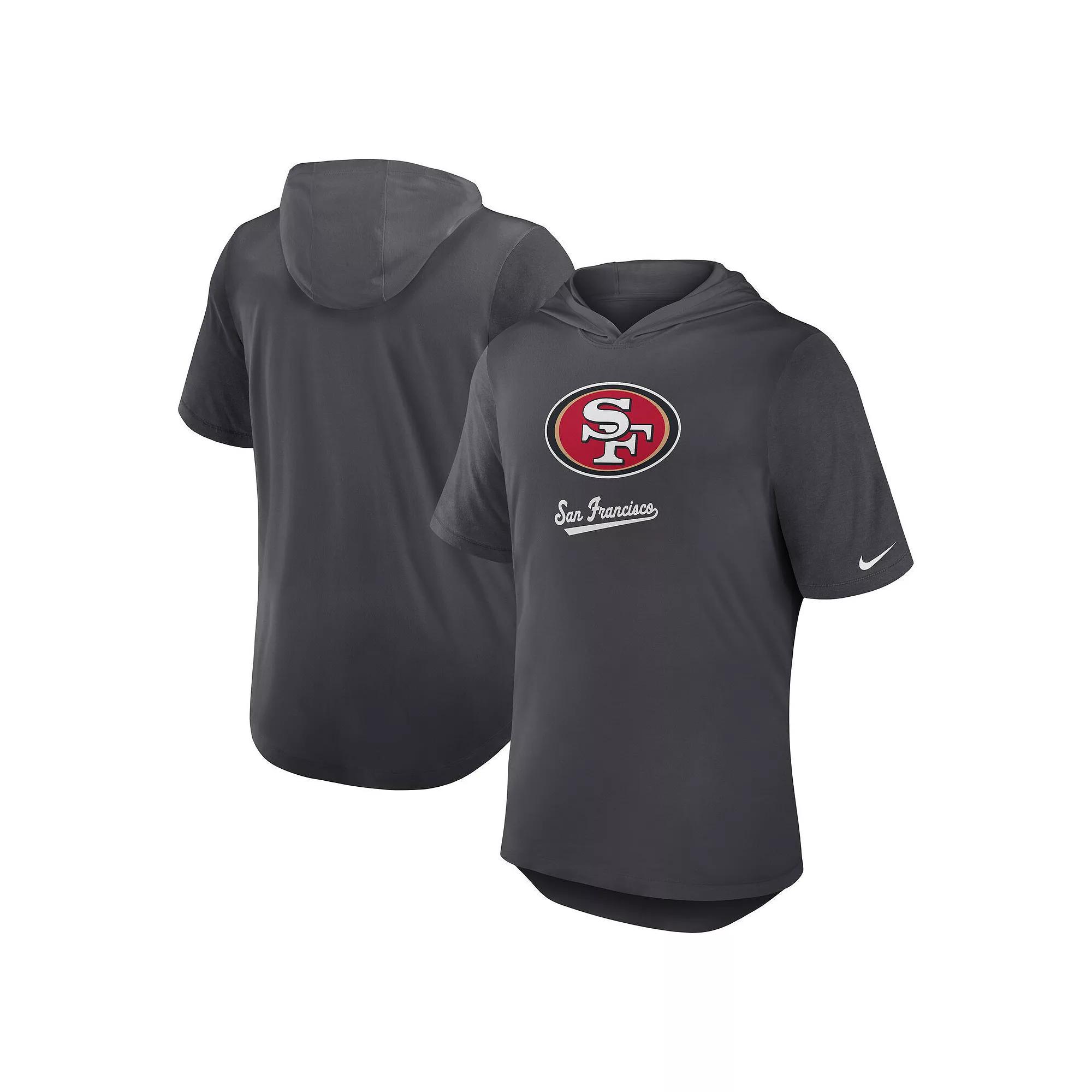 Men's Nike Anthracite Baltimore Ravens Tri-Blend Performance Hoodie T-Shirt, Size: Medium, Grey Product Image