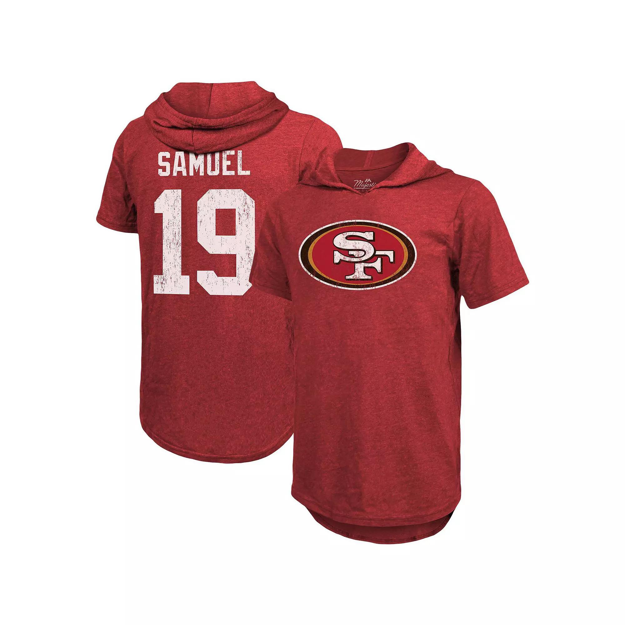 Men's Fanatics Branded Deebo Samuel Scarlet San Francisco 49ers Player Name & Number Tri-Blend Hoodie T-Shirt, Size: XL, Red Product Image