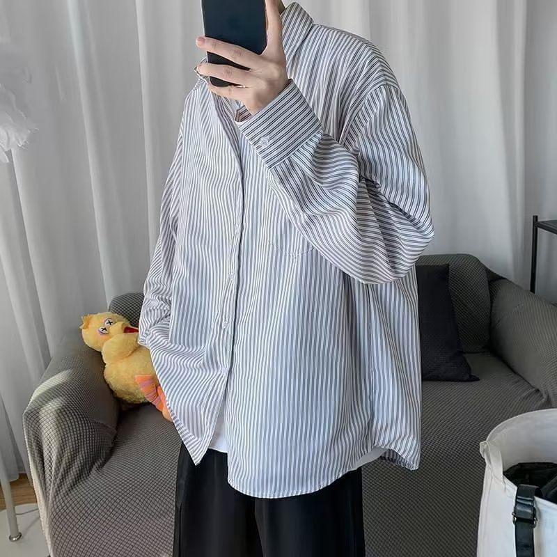Long-Sleeve Striped Shirt Product Image