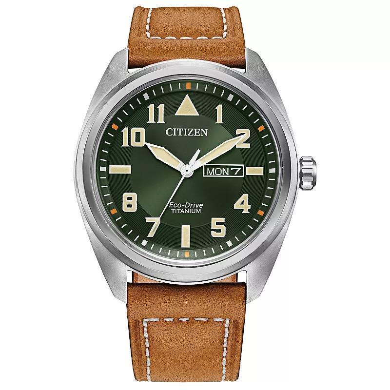 Citizen Mens Garrison Three Hand Brown Leather Strap Watch Product Image