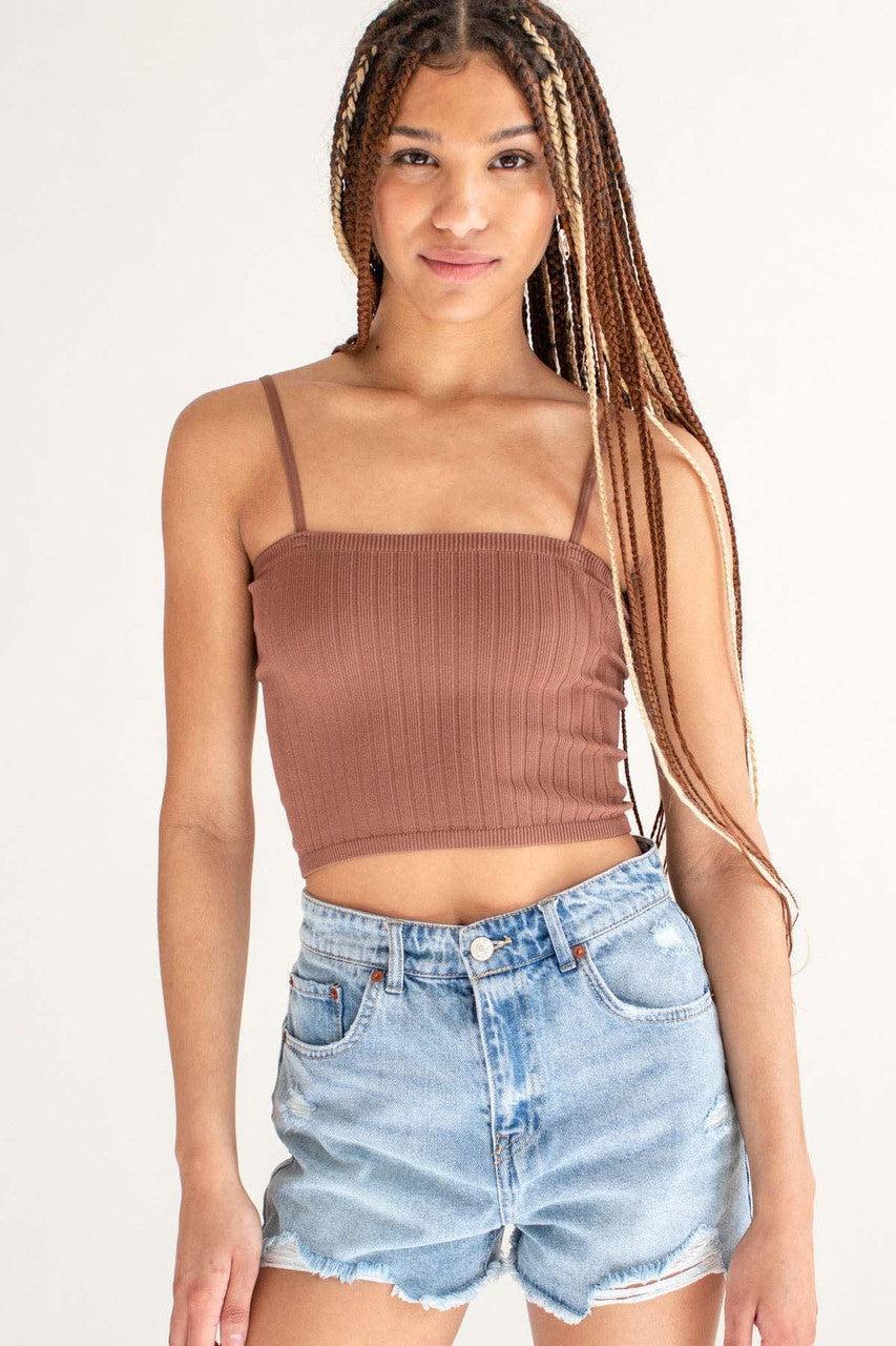 Hazelnut Seamless Heavy Ribbed Crop Cami Product Image