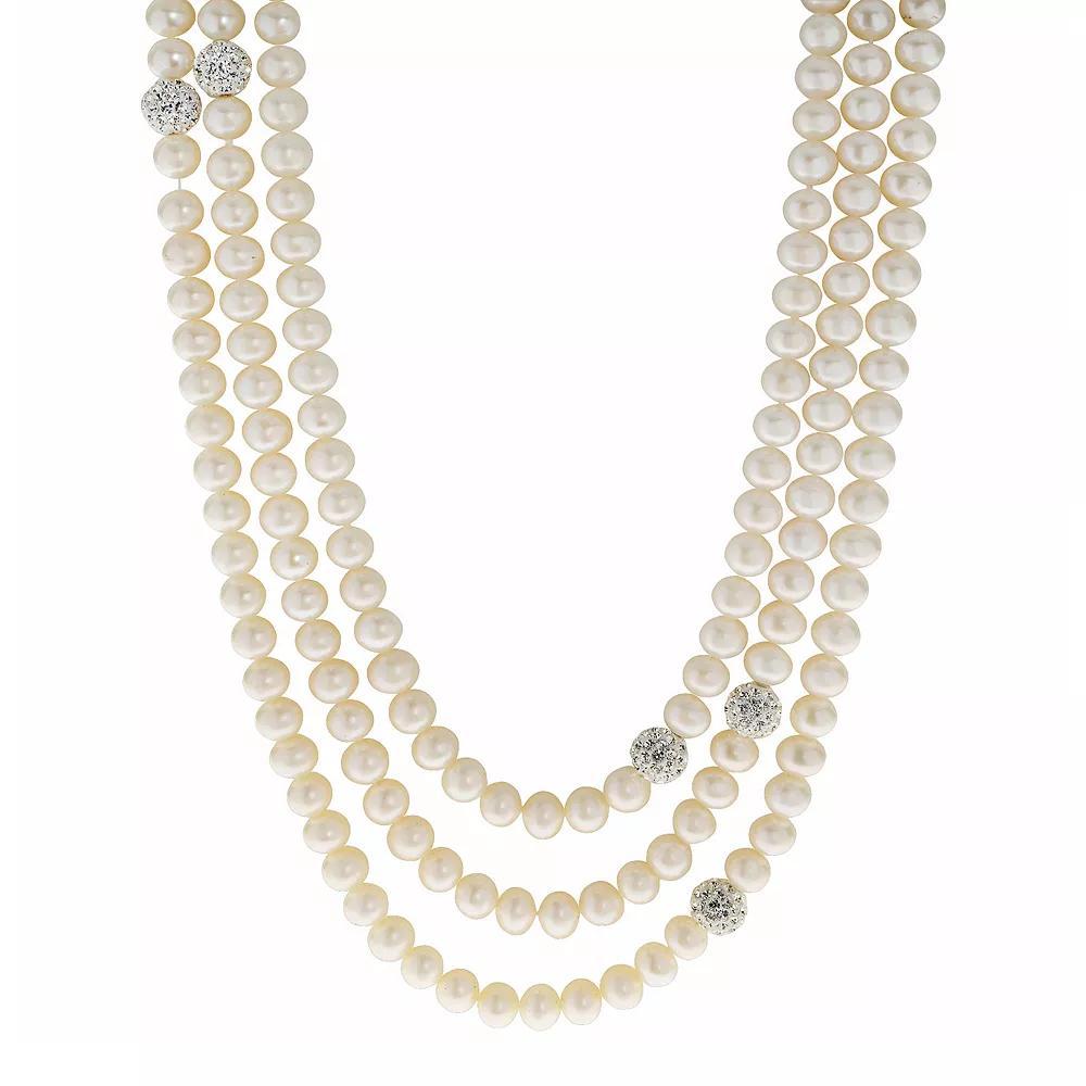PearLustre by Imperial Freshwater Cultured Pearl & Crystal Endless Necklace, Womens, White Product Image