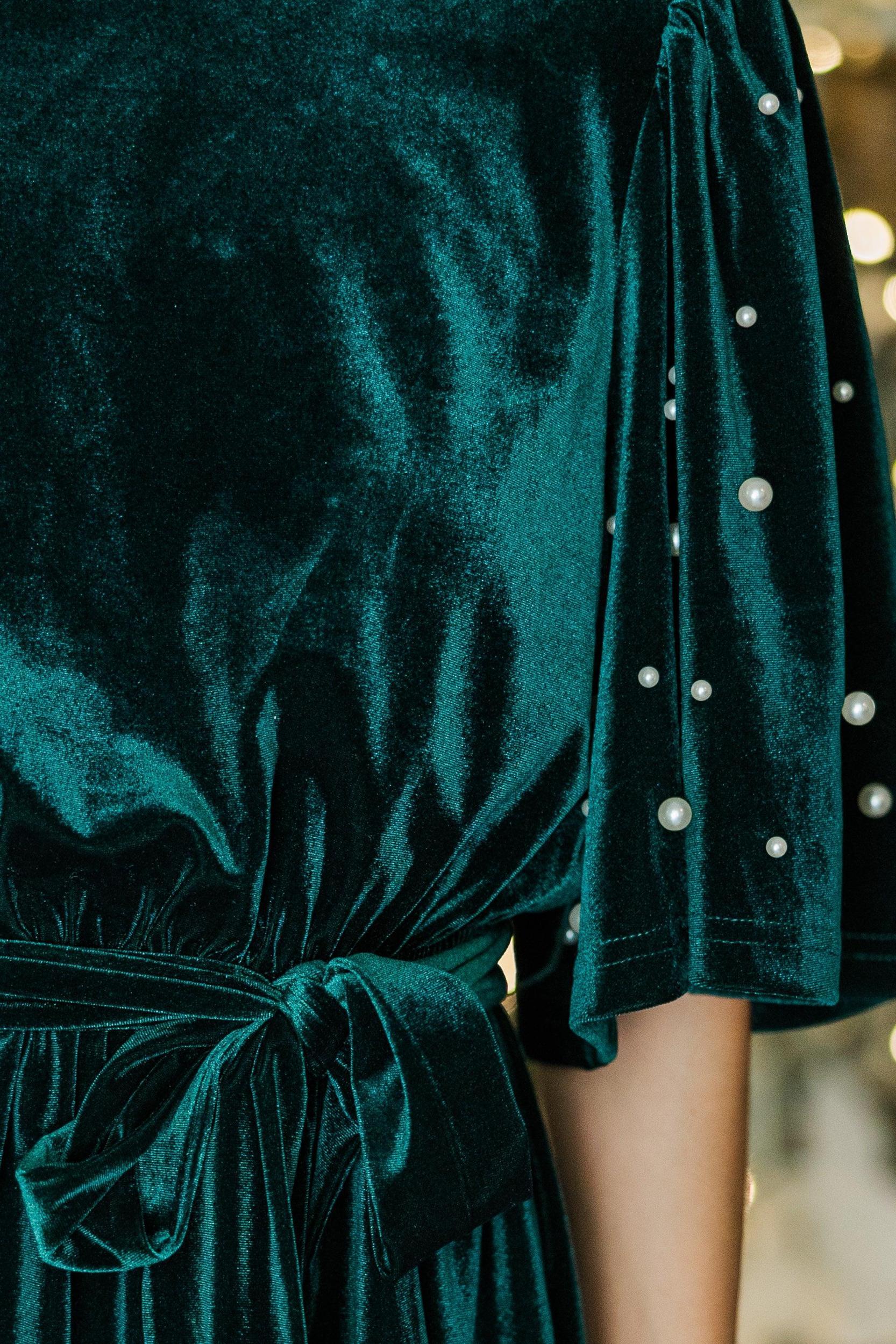 Remember The Night Emerald Green Velvet Dress Female Product Image