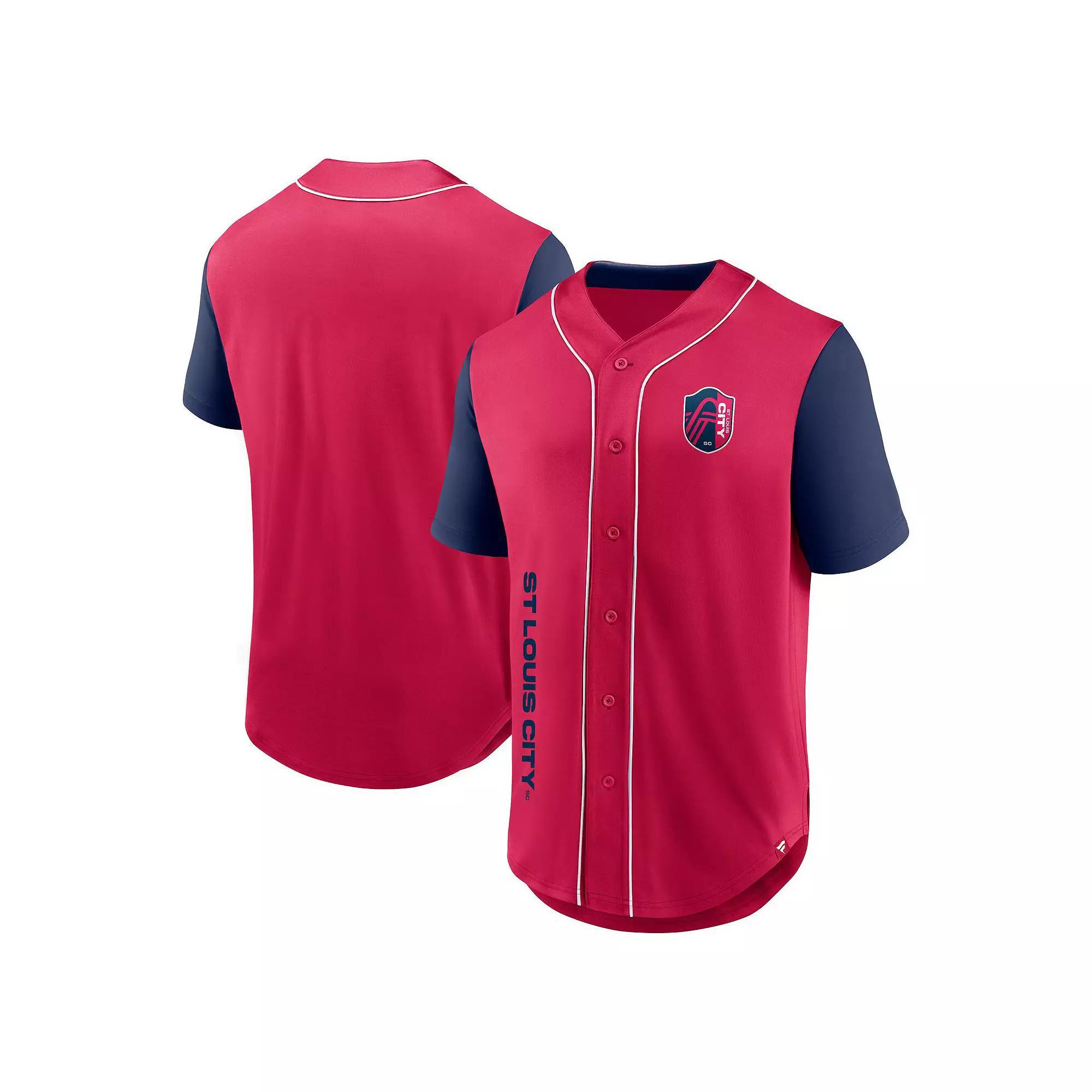 Men's Fanatics Red St. Louis City SC Balance Fashion Baseball Jersey, Size: 3XL, Slc Red Product Image