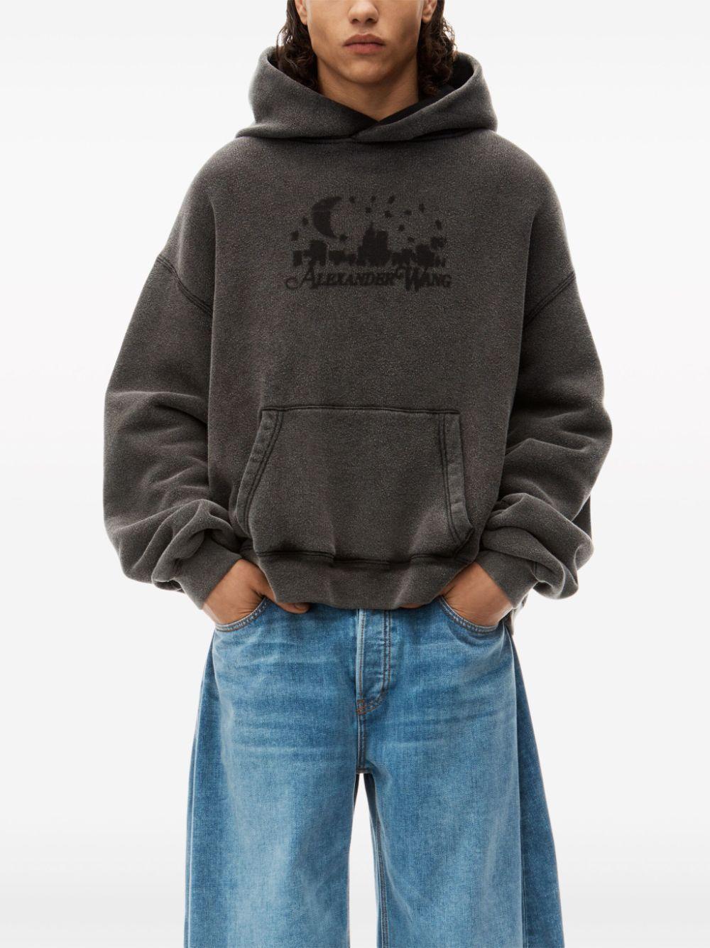 logo-jacquard cotton hoodie Product Image