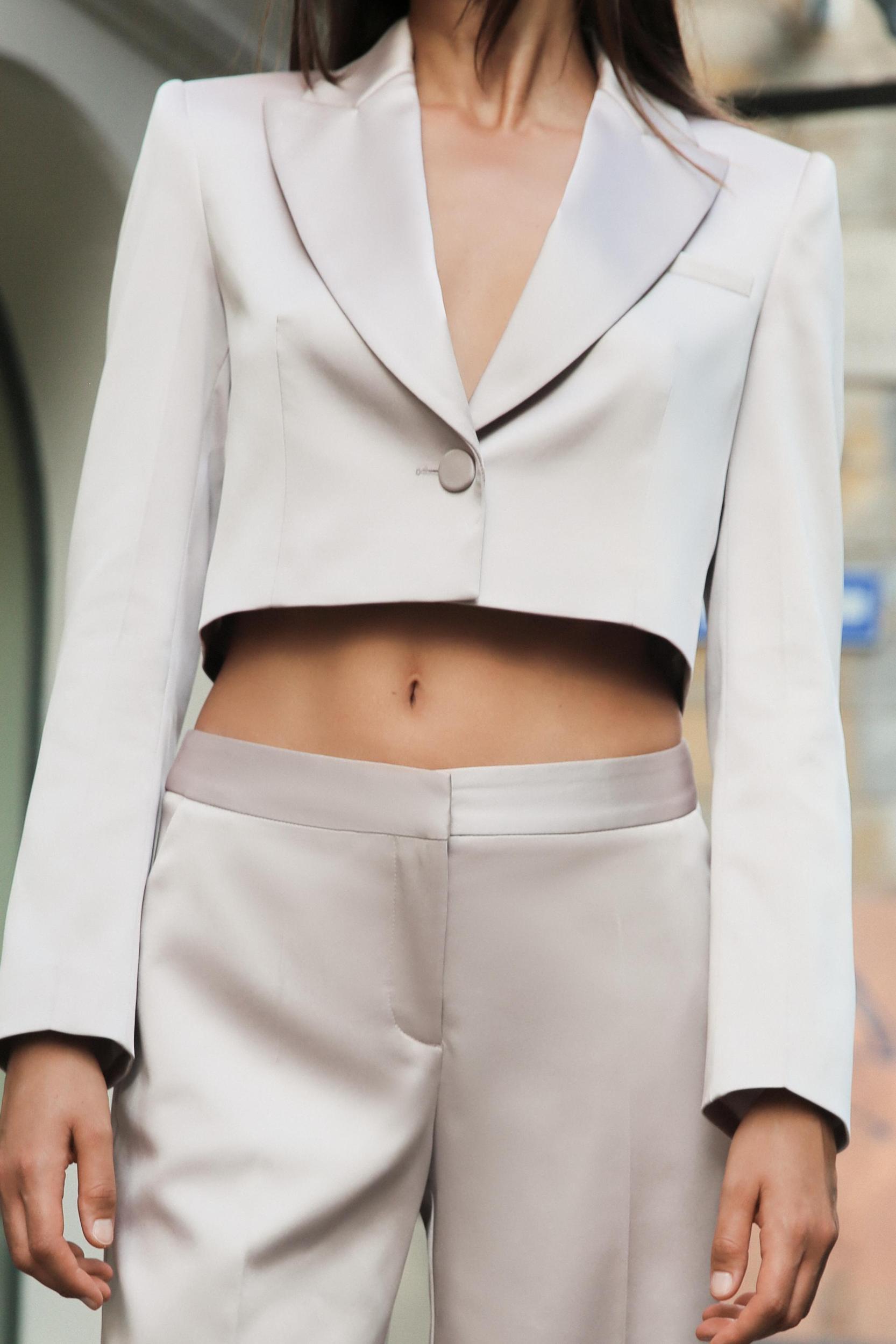 CROPPED SATIN EFFECT BLAZER Product Image
