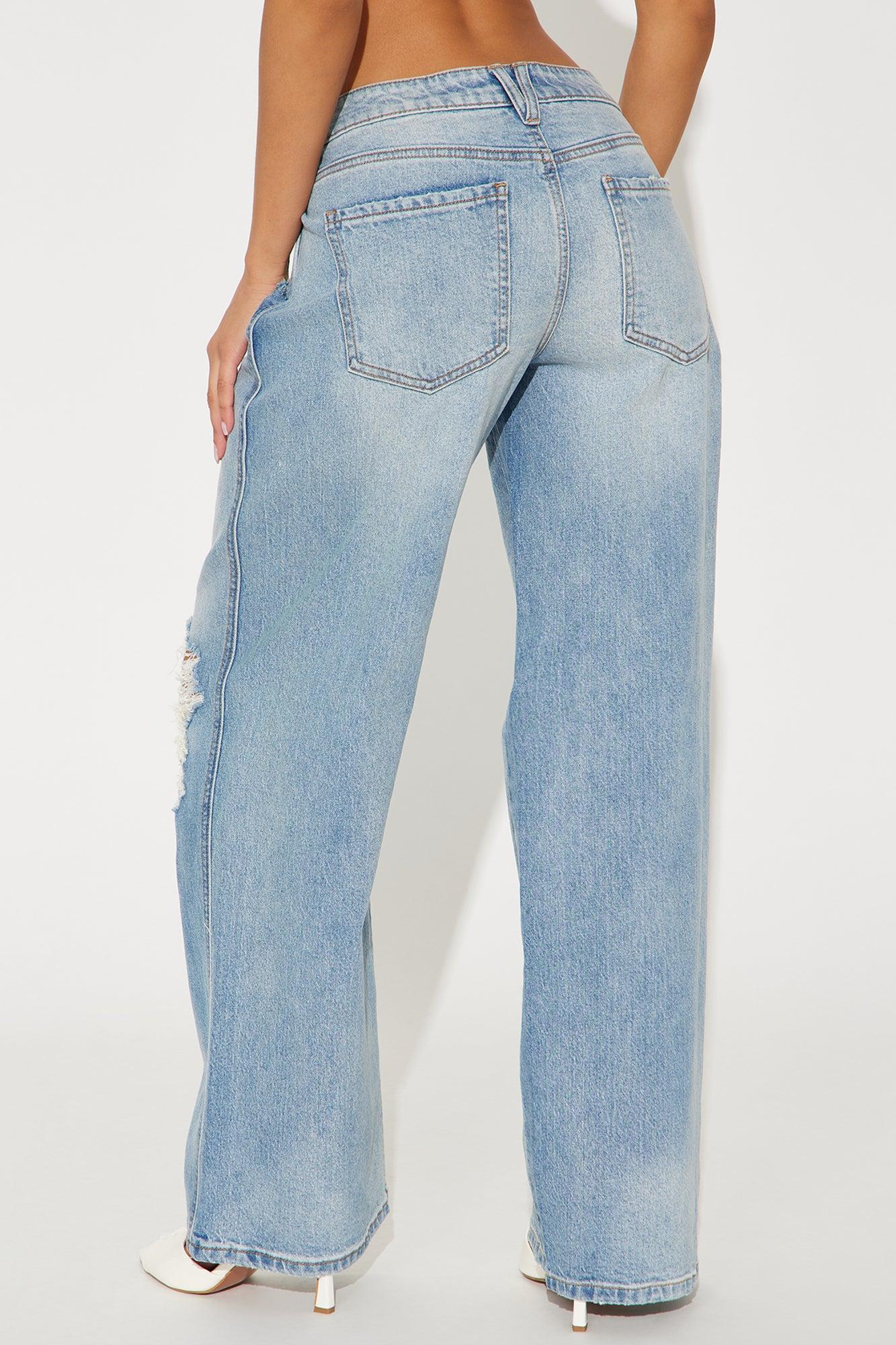 Always So Pressed Stretch Ripped Baggy Jeans - Medium Wash Product Image
