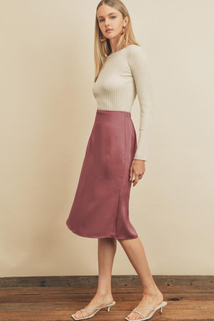 ROSE SATIN SILK SKIRT Product Image