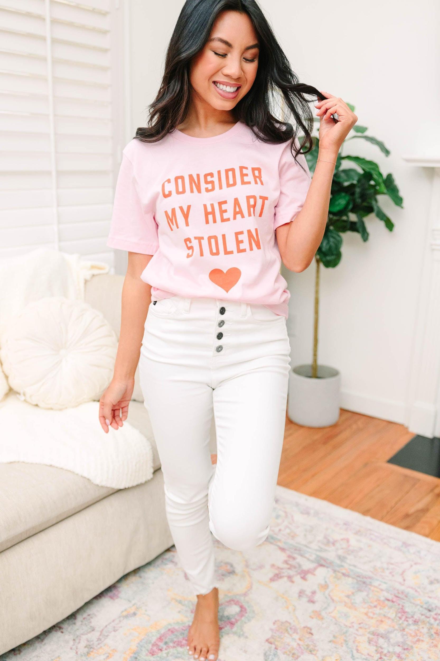 Consider My Heart Stolen Pink Graphic Tee Female Product Image