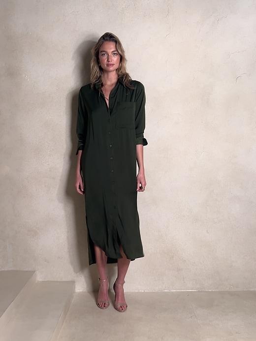 Satin Maxi Shirtdress Product Image