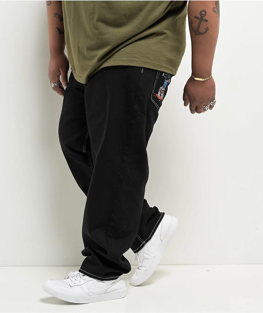 Empyre Graffiti Cat Black Ultra Loose Skate Jeans Product Image