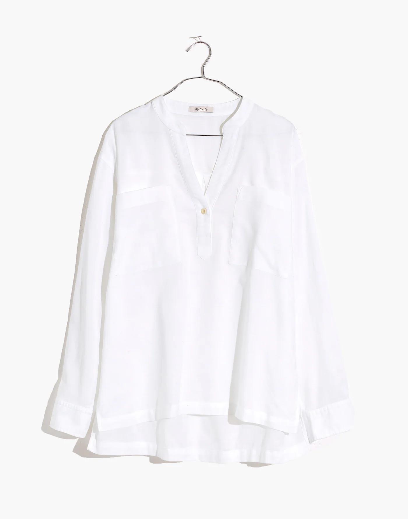 Cotton Gauze Pocket Tunic Shirt Product Image