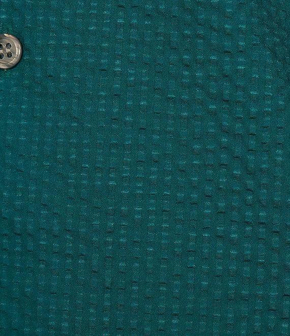 Murano Shape of Water Collection Slim Fit Placed Fish Print Seersucker Short Sleeve Convertible Camp Shirt Product Image