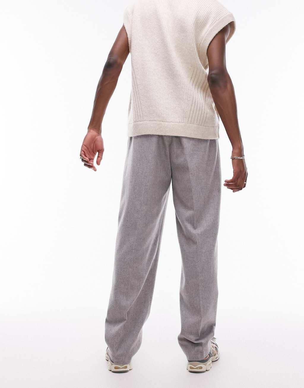 Topman wide leg wool mix elastic waistband pants Product Image