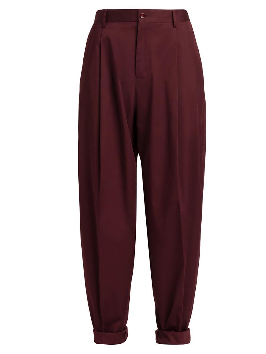 Mens Pleated Stretch-Cotton Relaxed-Fit Pants Product Image